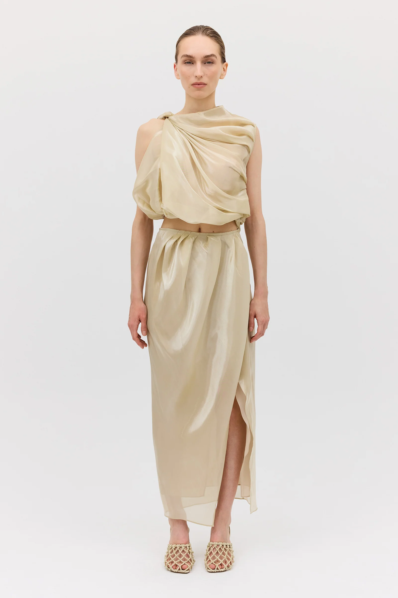 CHAMPAGNE LIQUID ORGANZA TUMBLE TOP - Image 3
