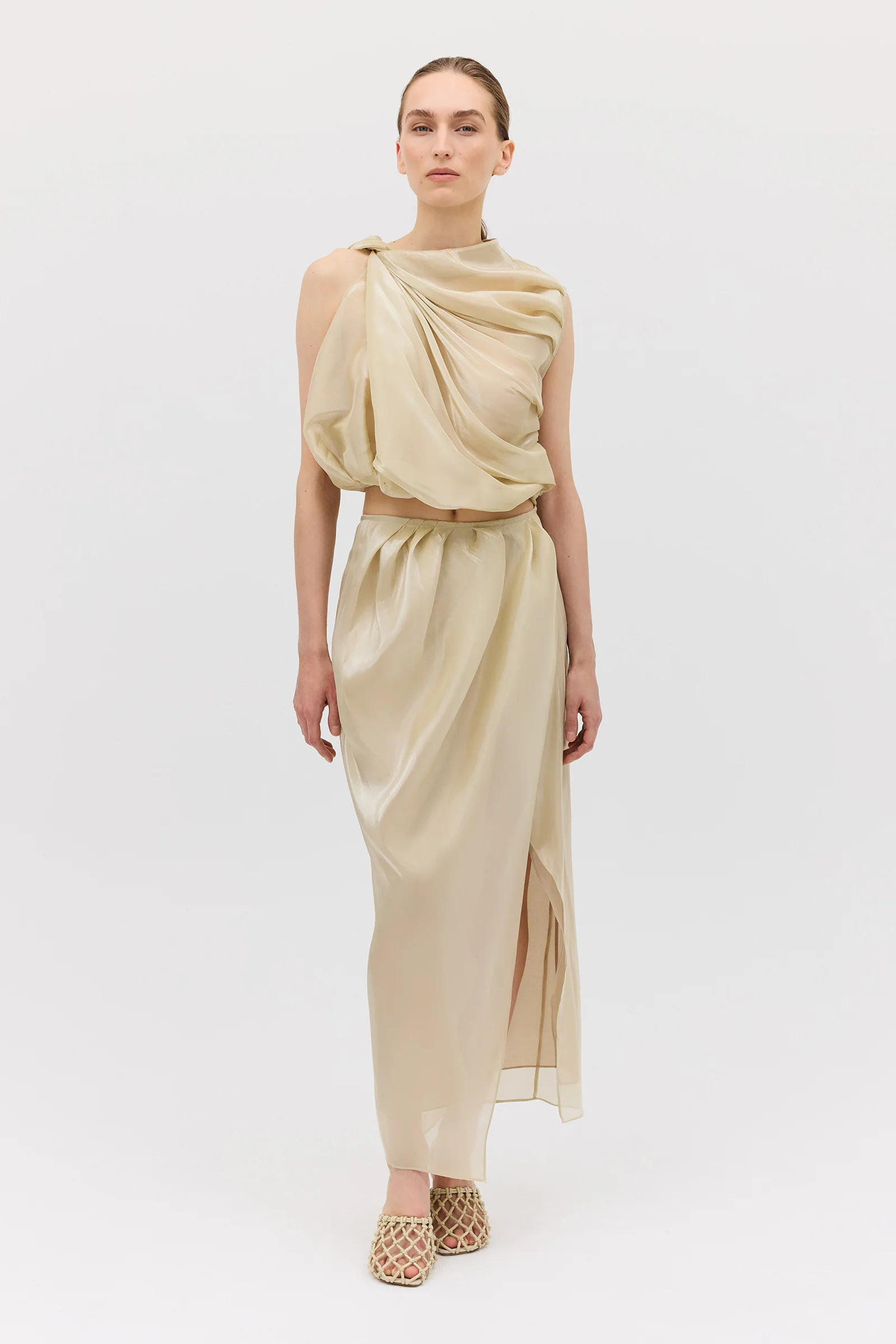CHAMPAGNE LIQUID ORGANZA TUMBLE TOP - Image 4