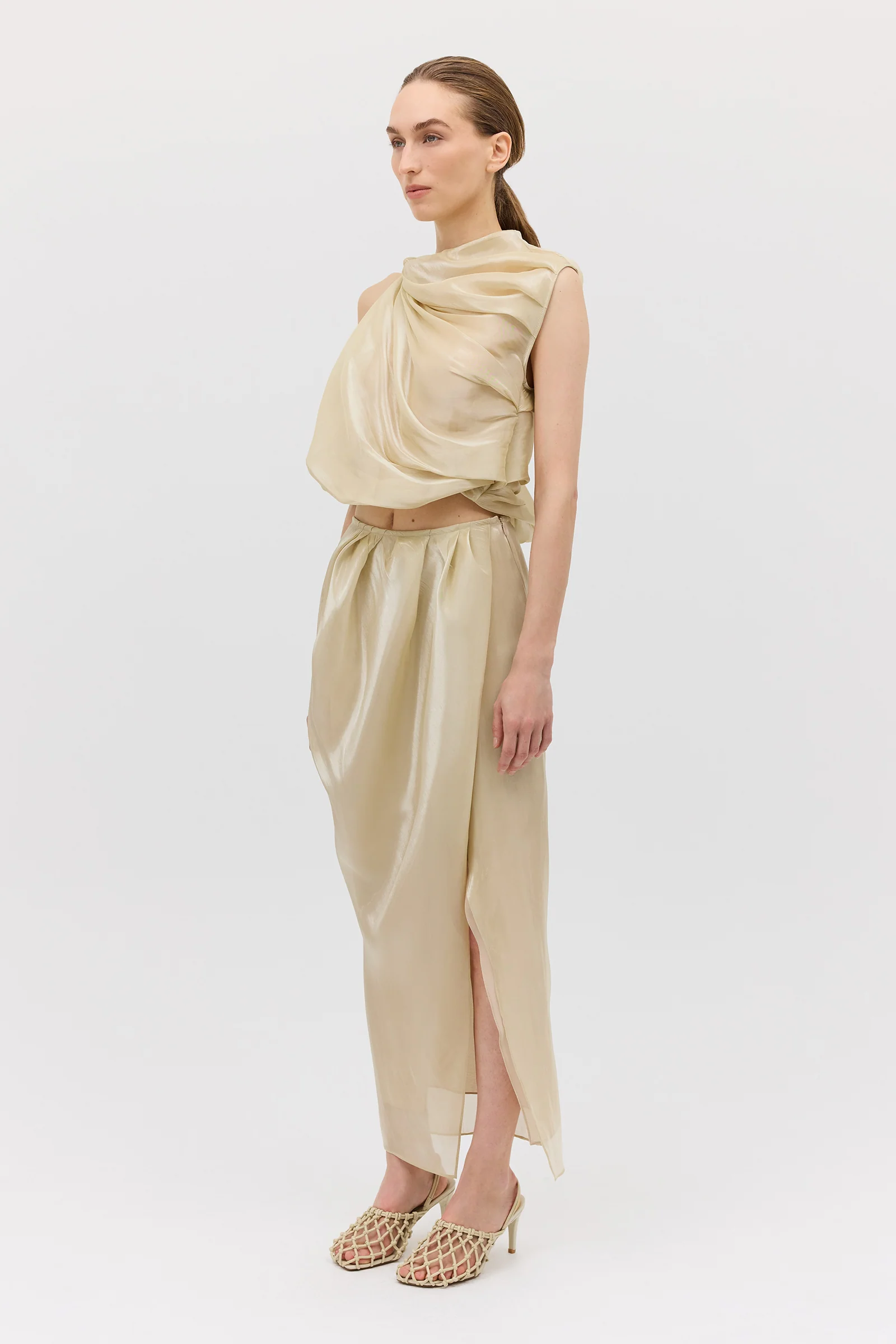 CHAMPAGNE LIQUID ORGANZA TUMBLE TOP - Image 5