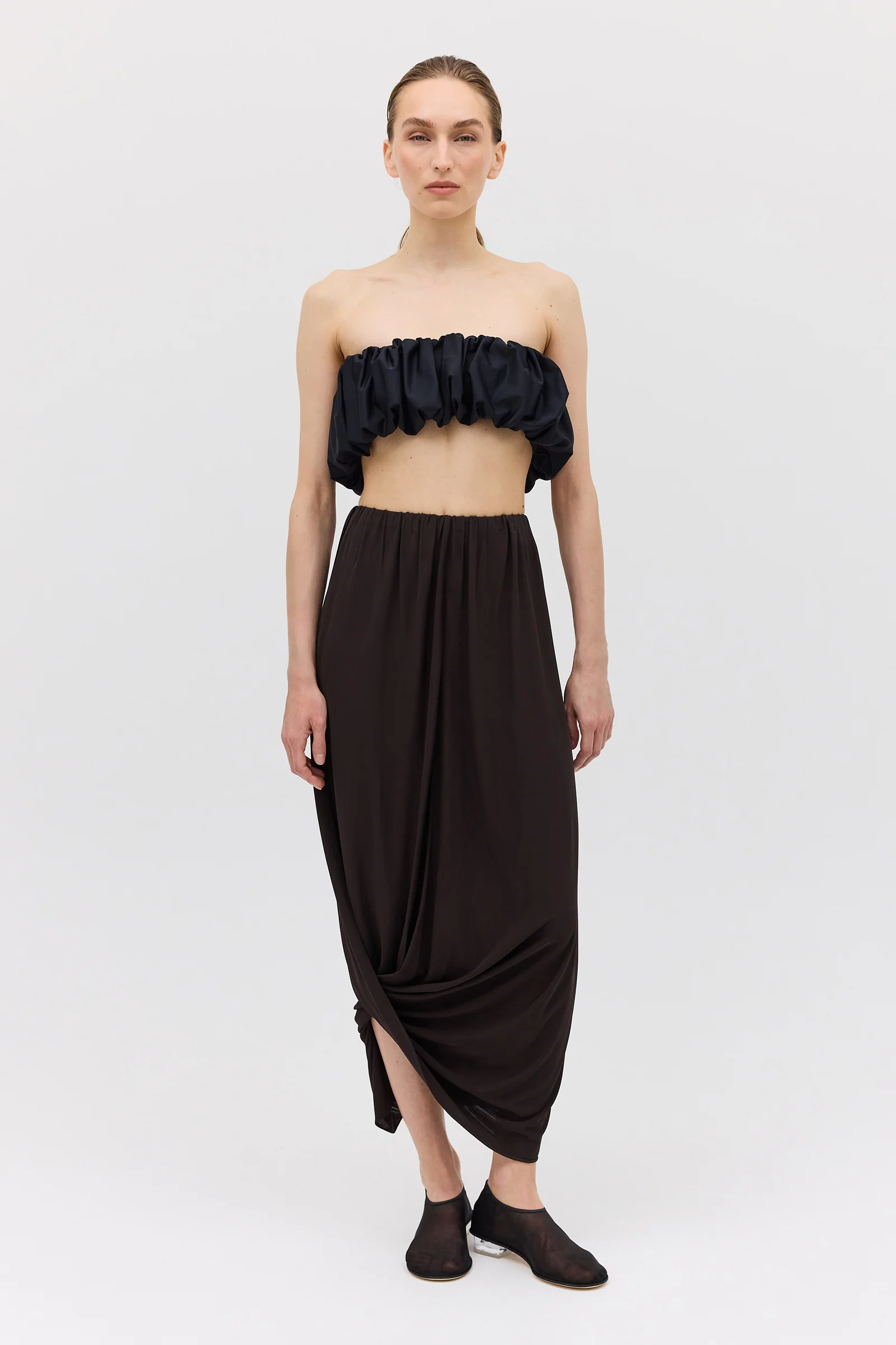 CHOCOLATE JERSEY RIPPLE SKIRT - Image 3