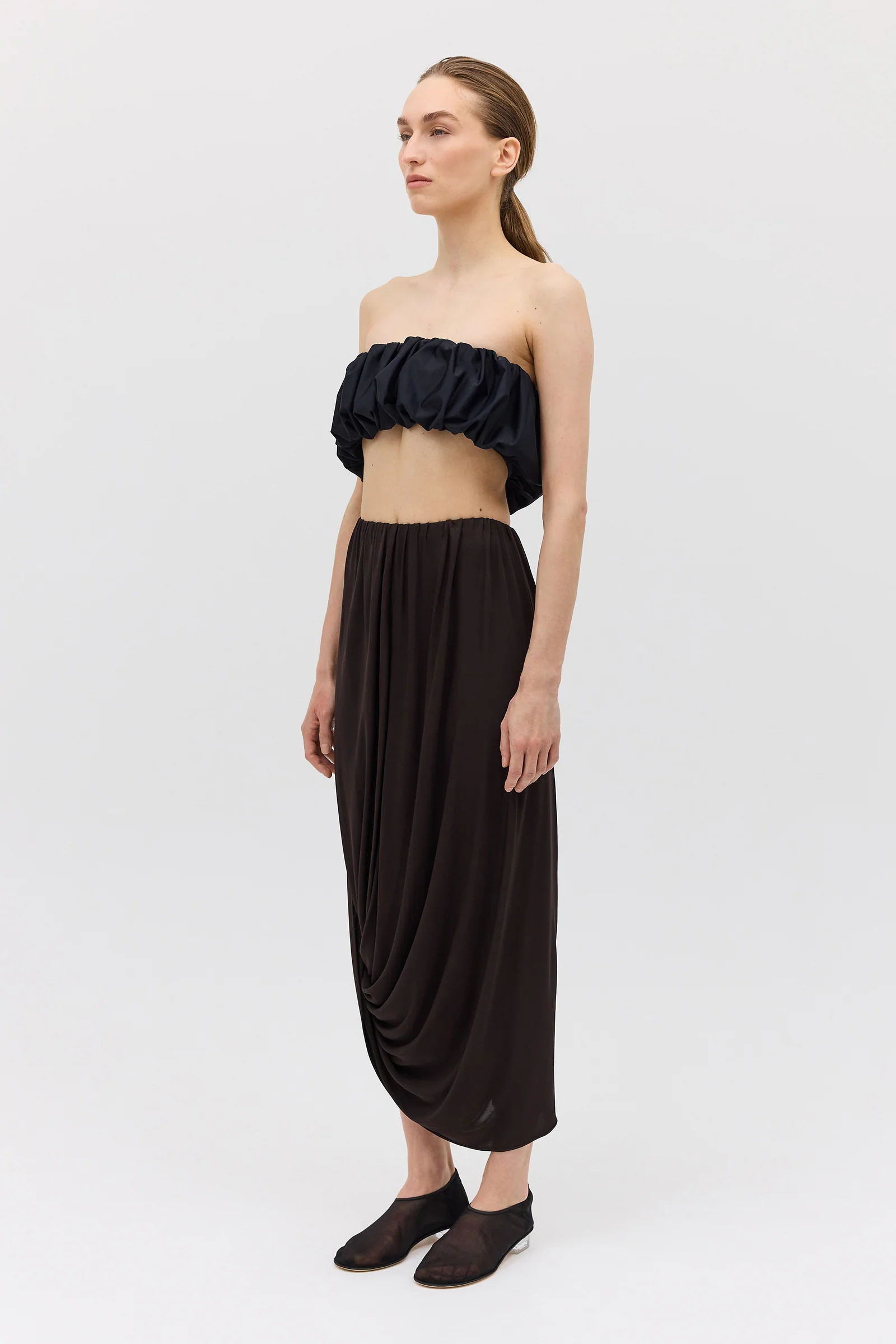 CHOCOLATE JERSEY RIPPLE SKIRT - Image 4