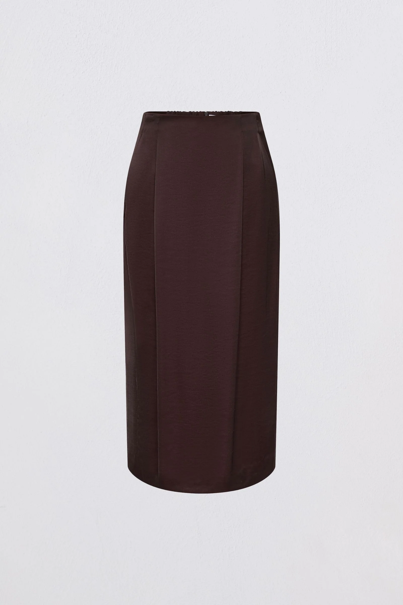 CHOCOLATE SATIN SUITING EMBER SKIRT - Image 5