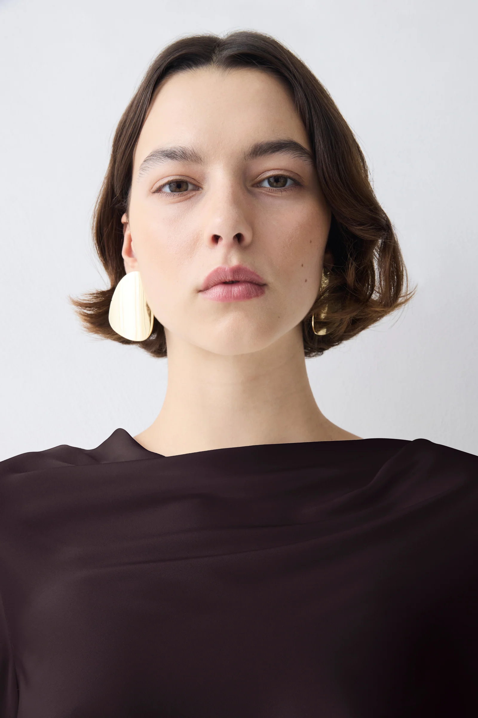 CHOCOLATE SILK SATIN CEZANNE LONG SLEEVE TOP - Image 7