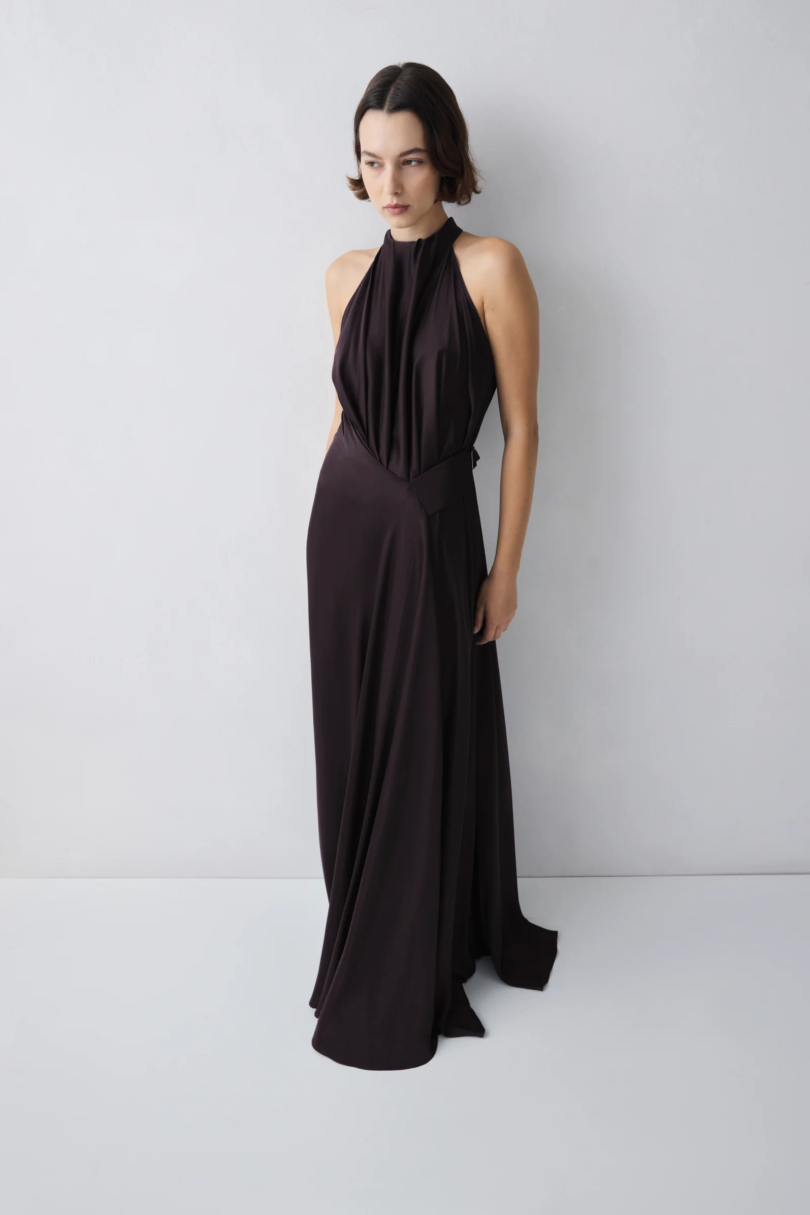 CHOCOLATE SILK SATIN ISABELLA GOWN