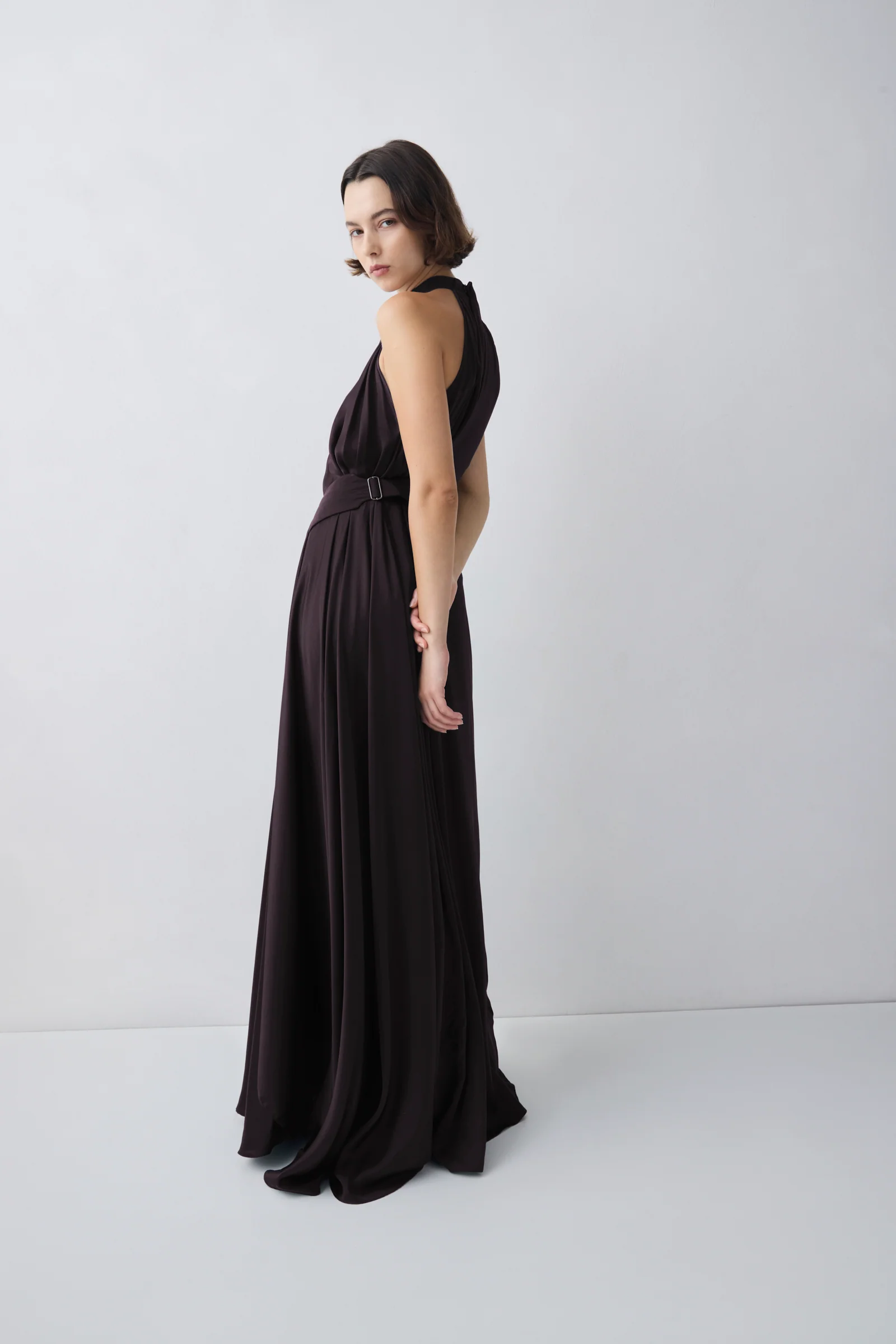 CHOCOLATE SILK SATIN ISABELLA GOWN - Image 4