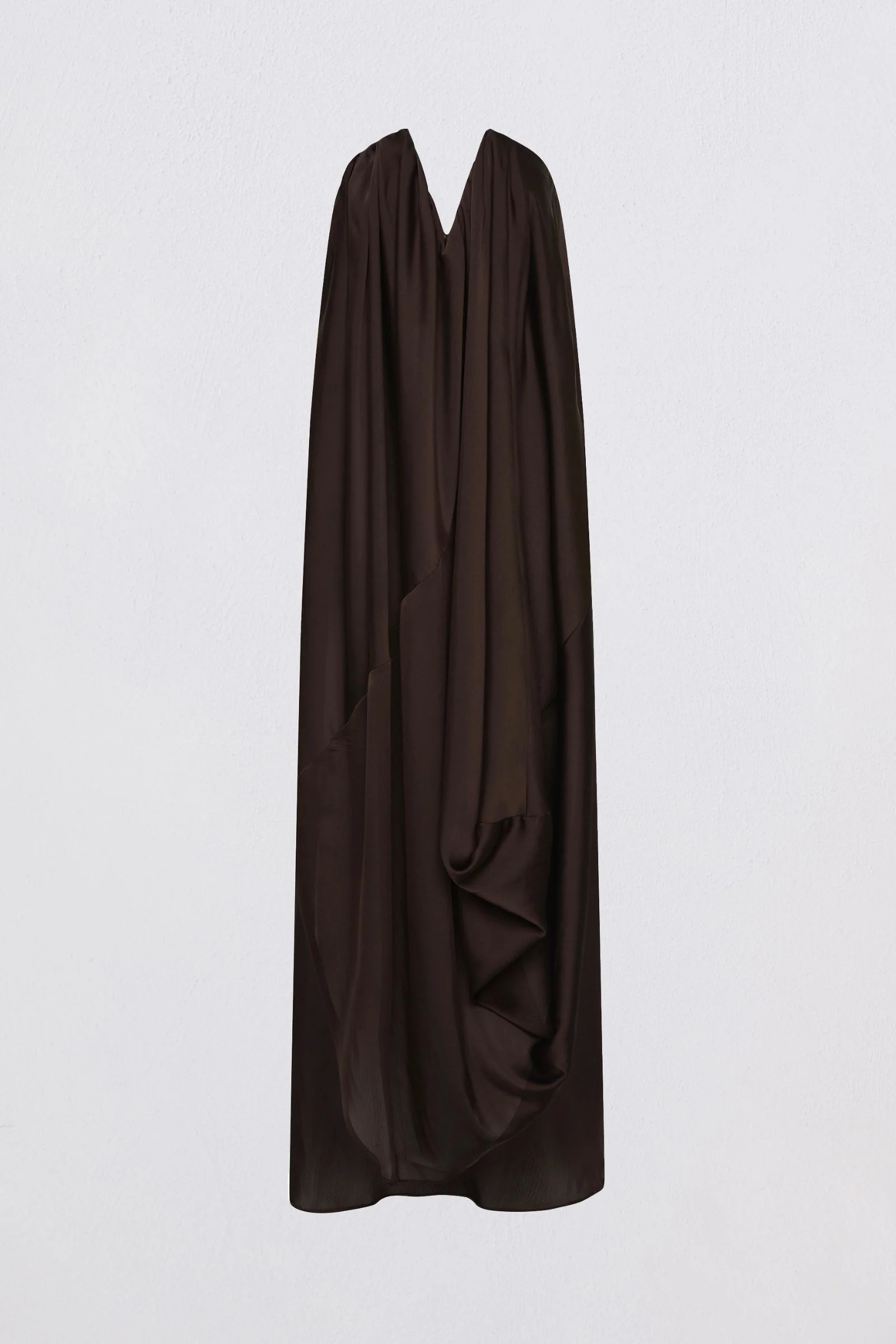 CHOCOLATE SILK SATIN PLUNGE GOWN - Image 5