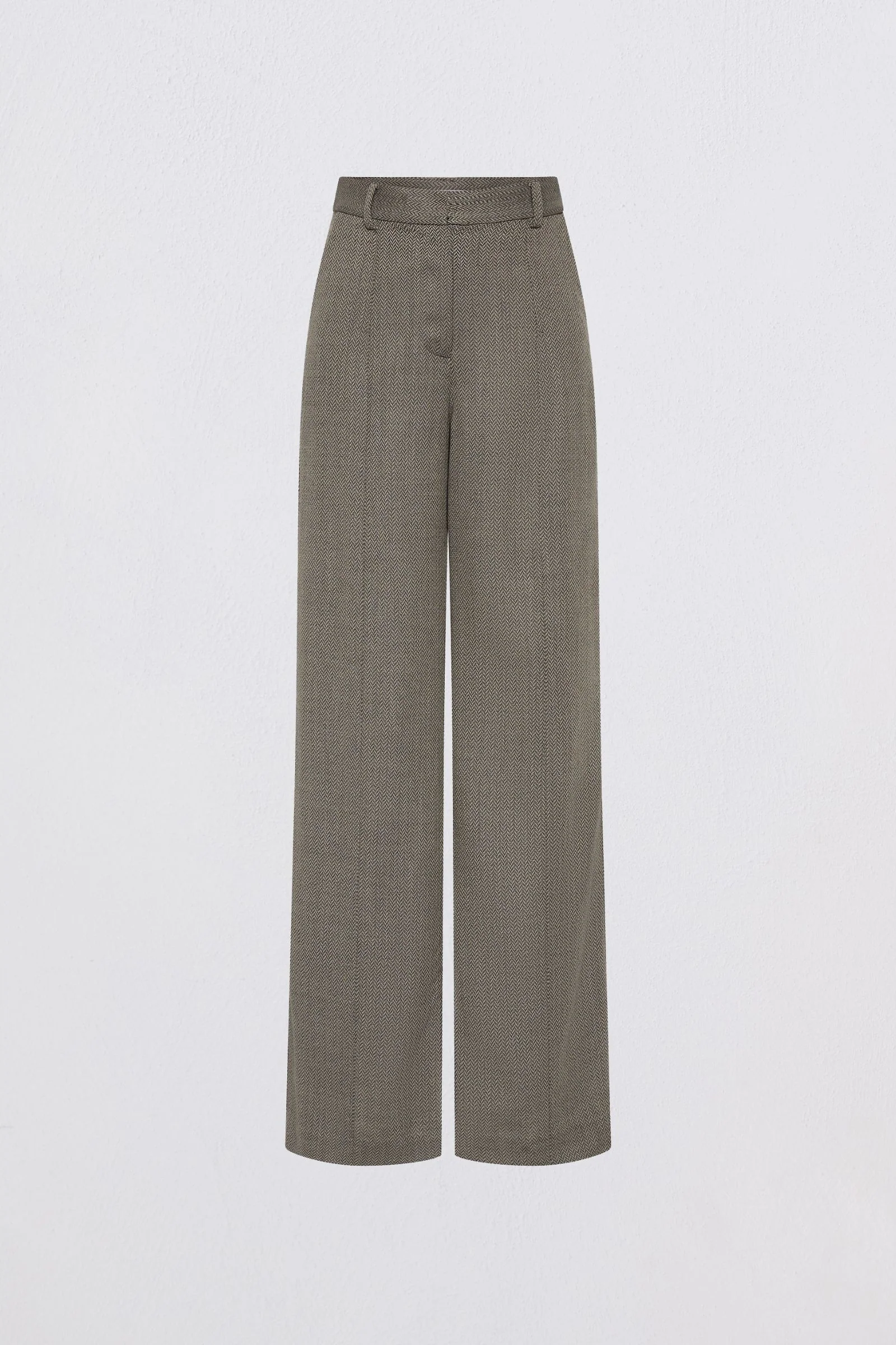 GREY HERRINGBONE WOOL CLARION PANT - Image 5