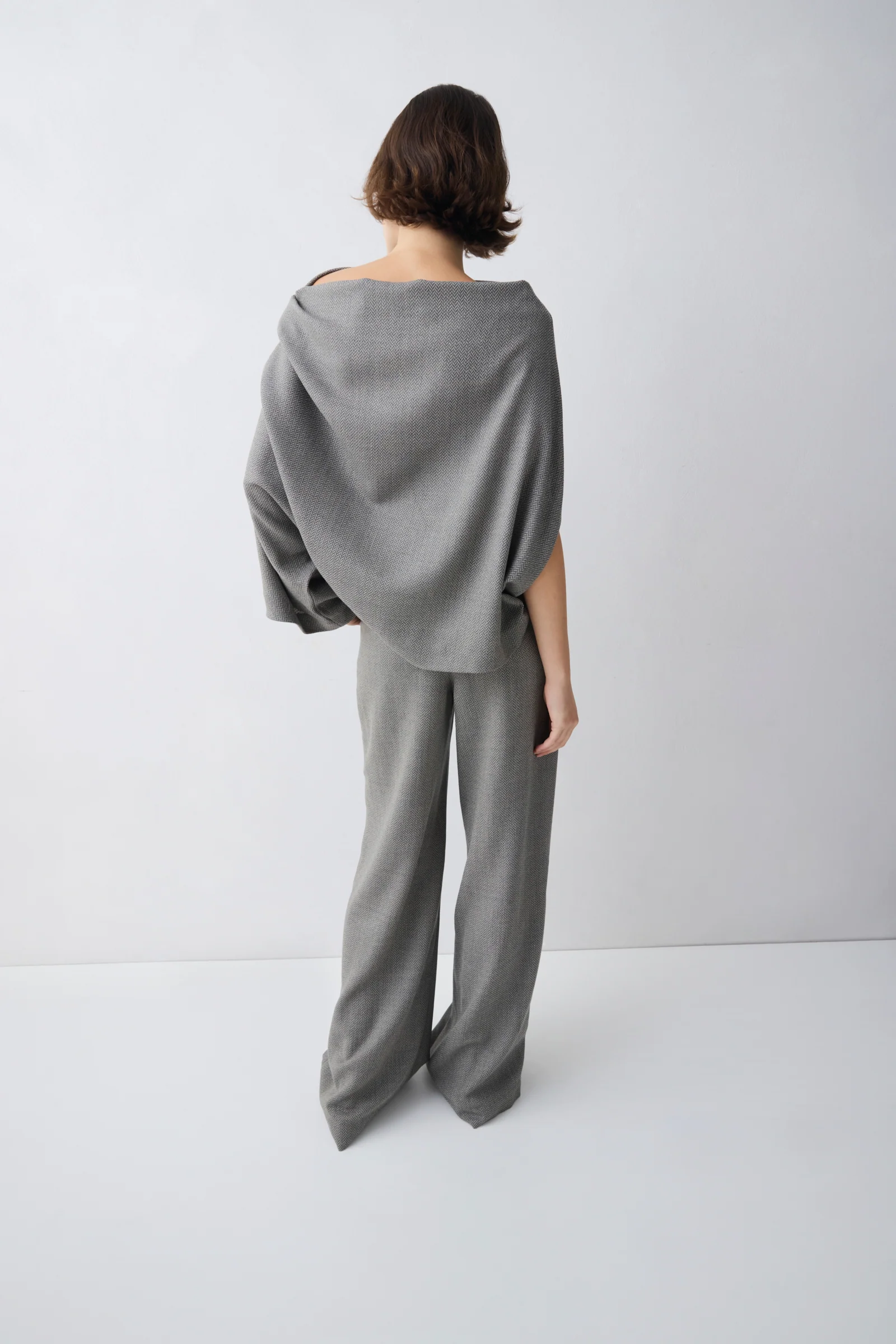 GREY HERRINGBONE WOOL SIGNAL TOP - Image 3