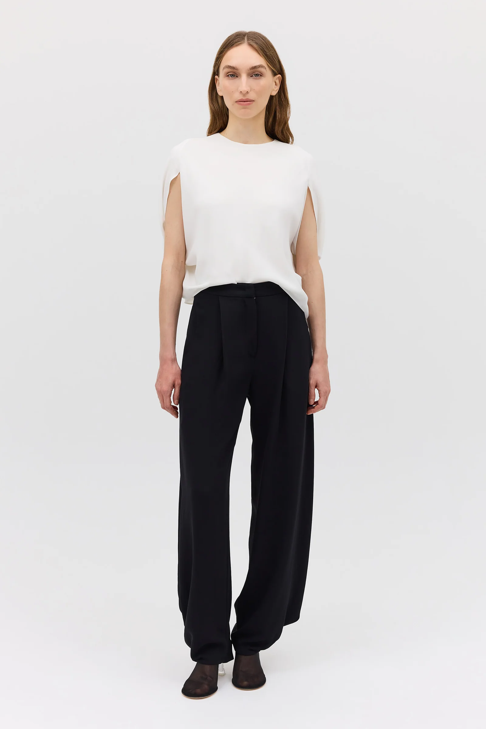 IVORY CREPE CRAWFORD TOP - Image 3