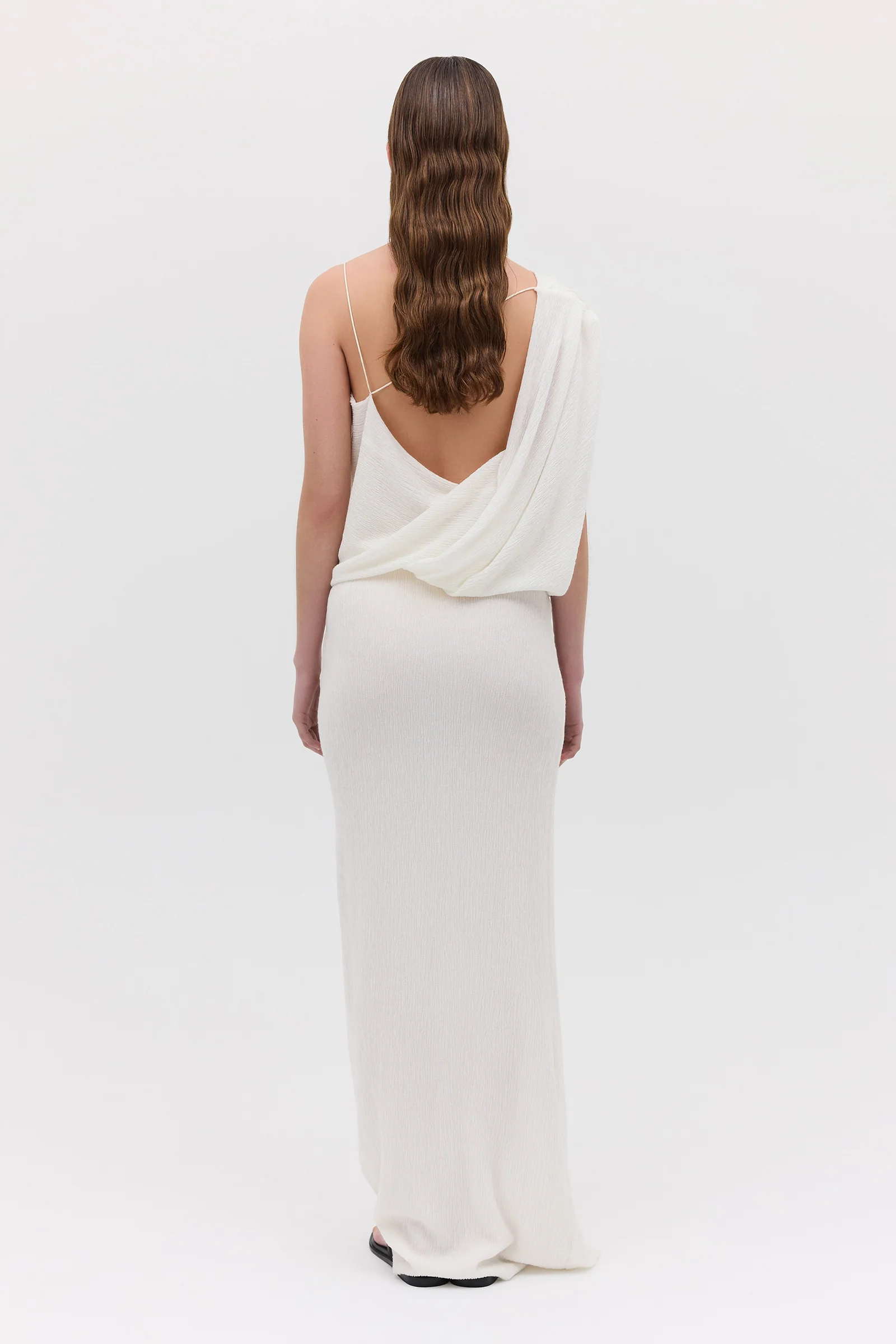IVORY CRINKLE LIQUID GOWN - Image 7
