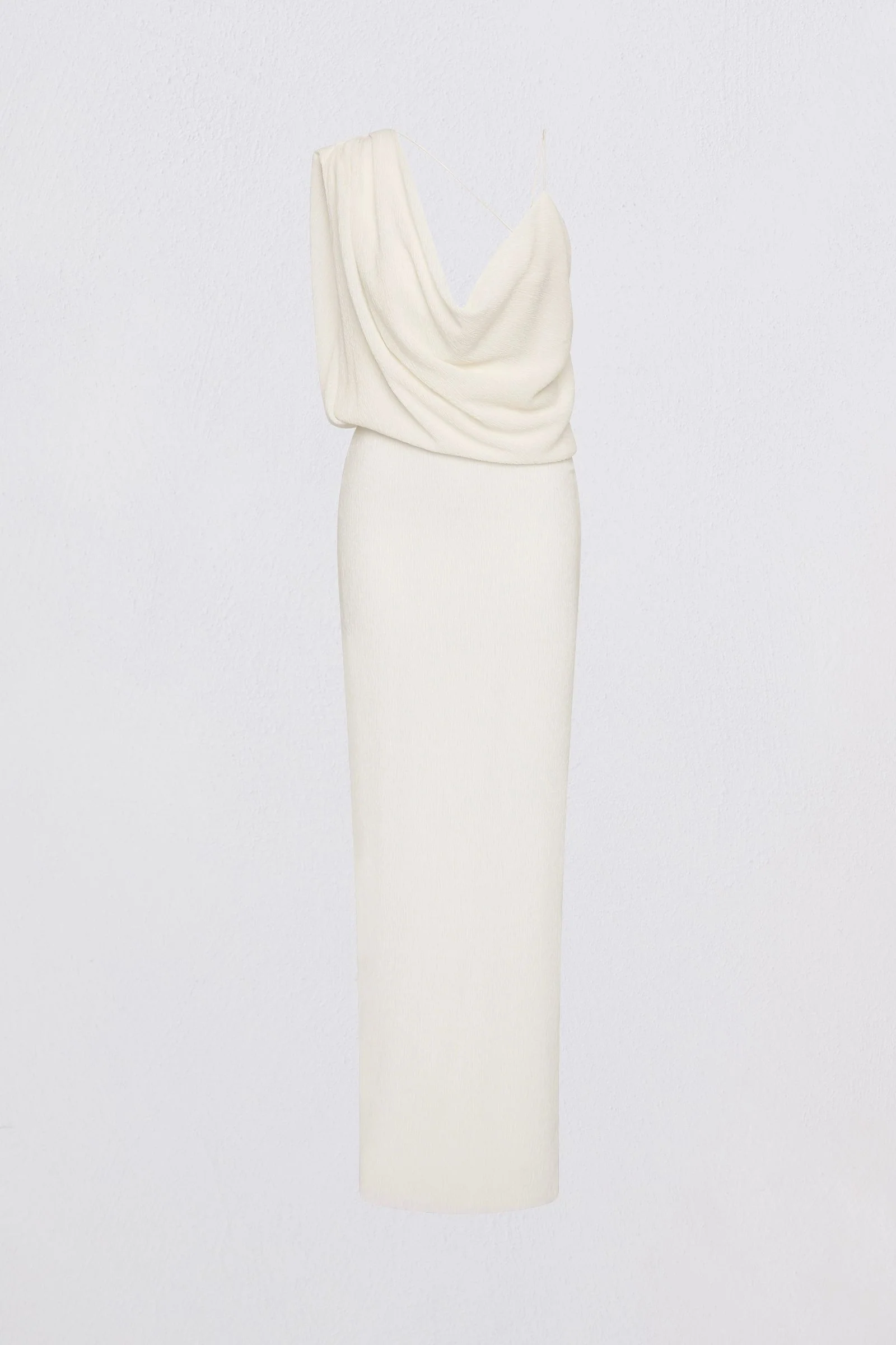 IVORY CRINKLE LIQUID GOWN - Image 8