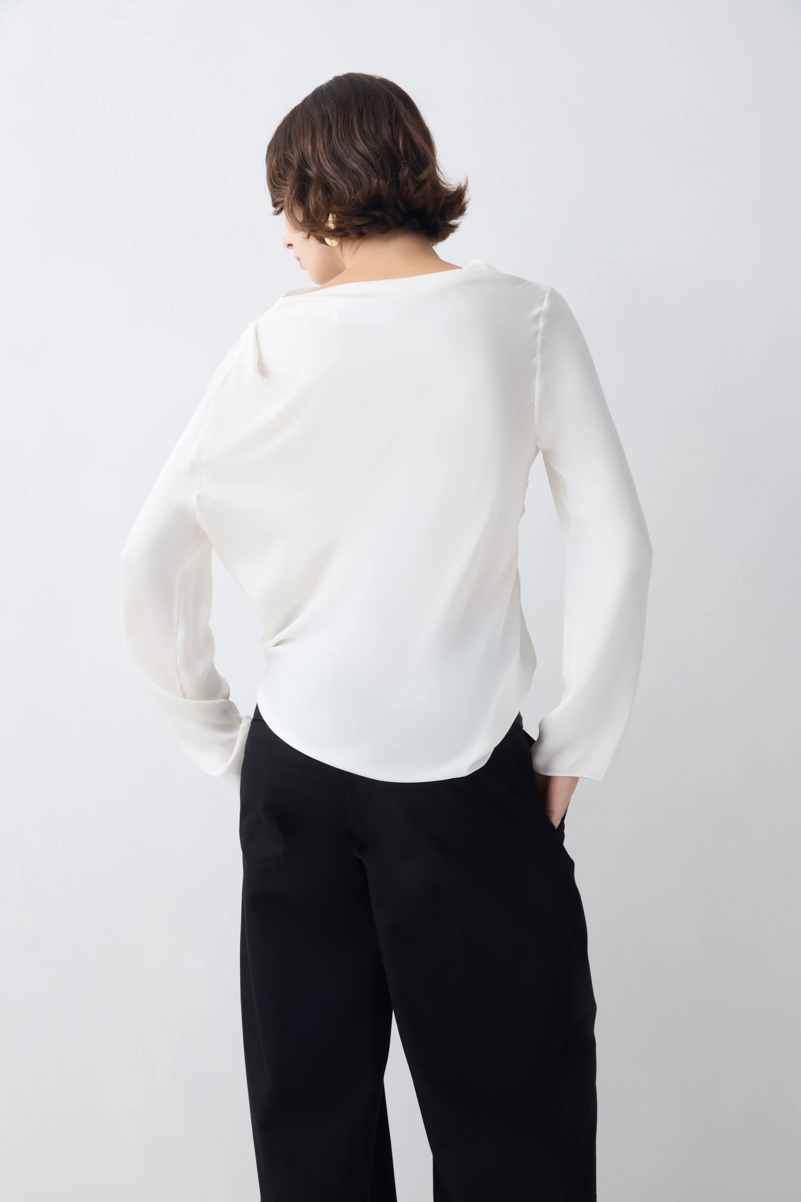 IVORY SILK CEZANNE LONG SLEEVE TOP - Image 6