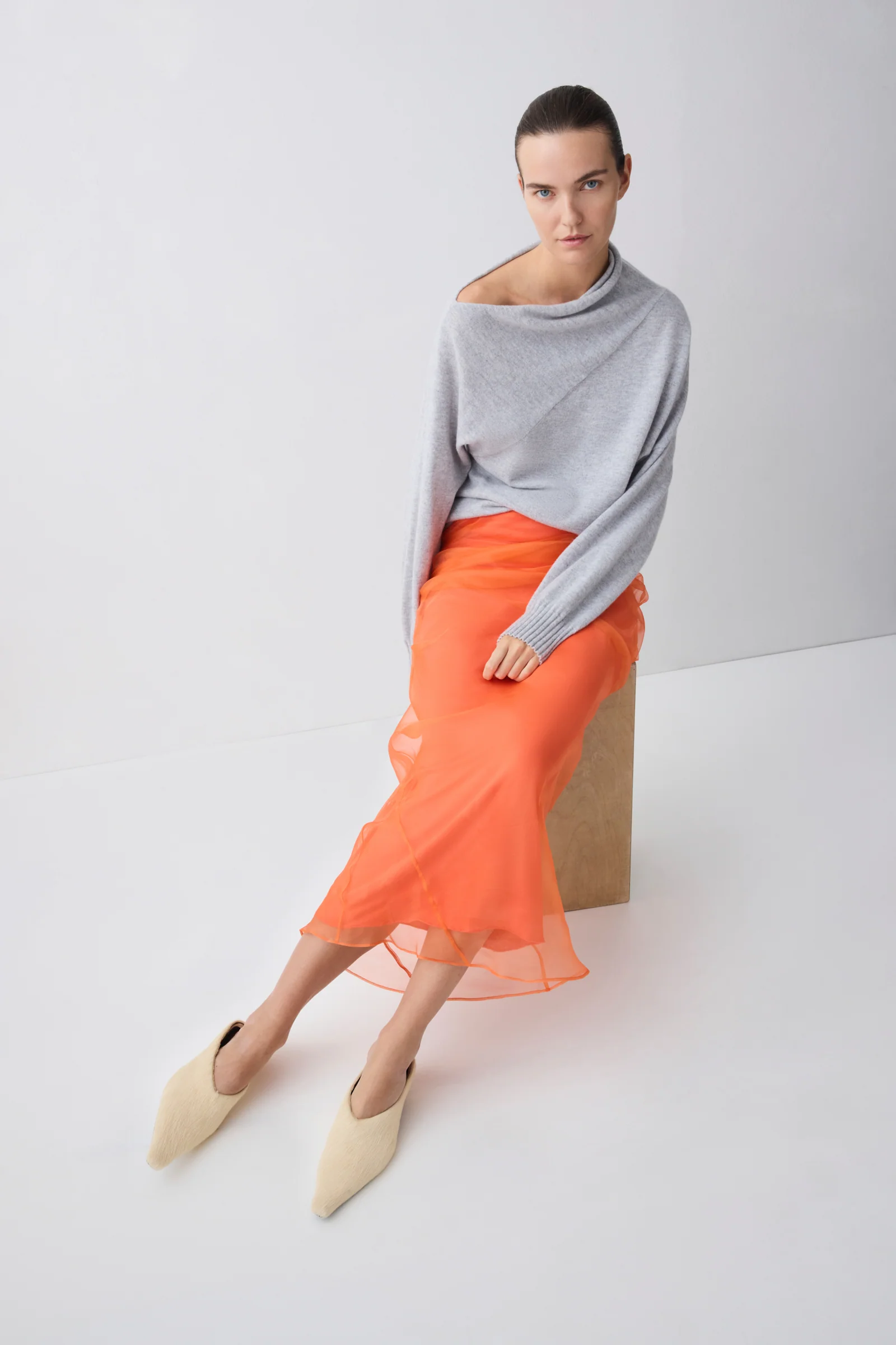 MANDARIN ORGANZA EMULATE SKIRT - Image 5