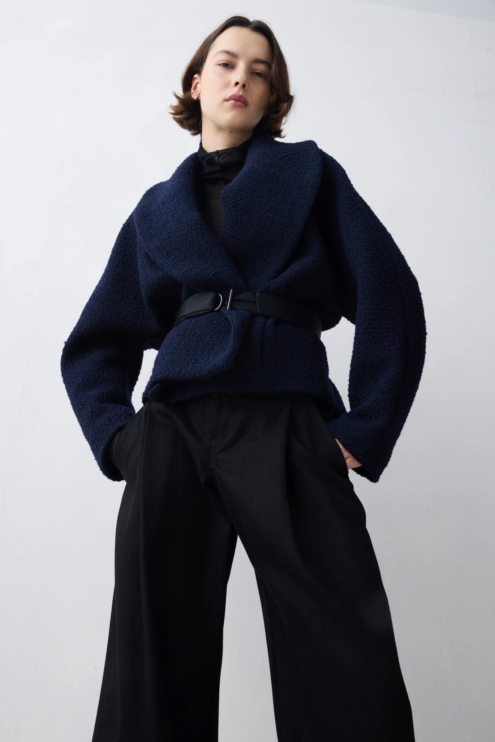 NAVY BOUCLE TWEED EVOLVE JACKET - Image 2