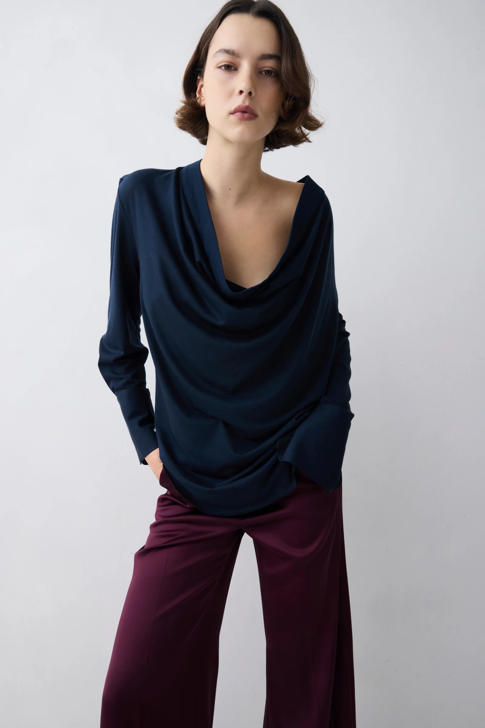 NAVY MERINO CASCADE TOP - Image 3