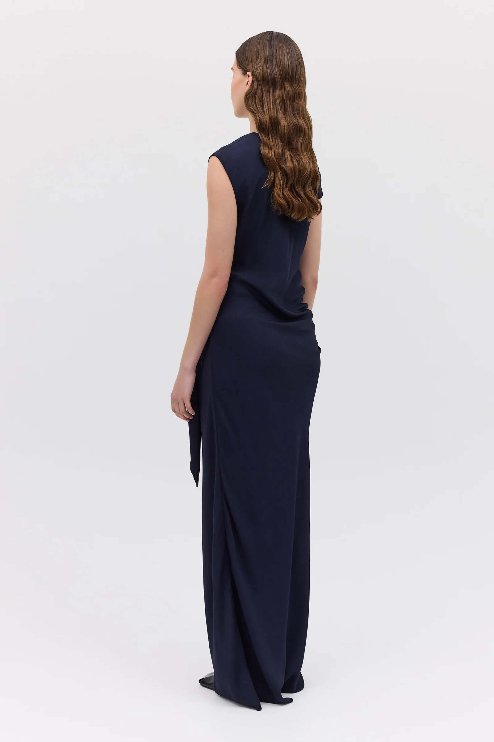 NAVY SATIN CREPE DEVIATION GOWN - Image 7