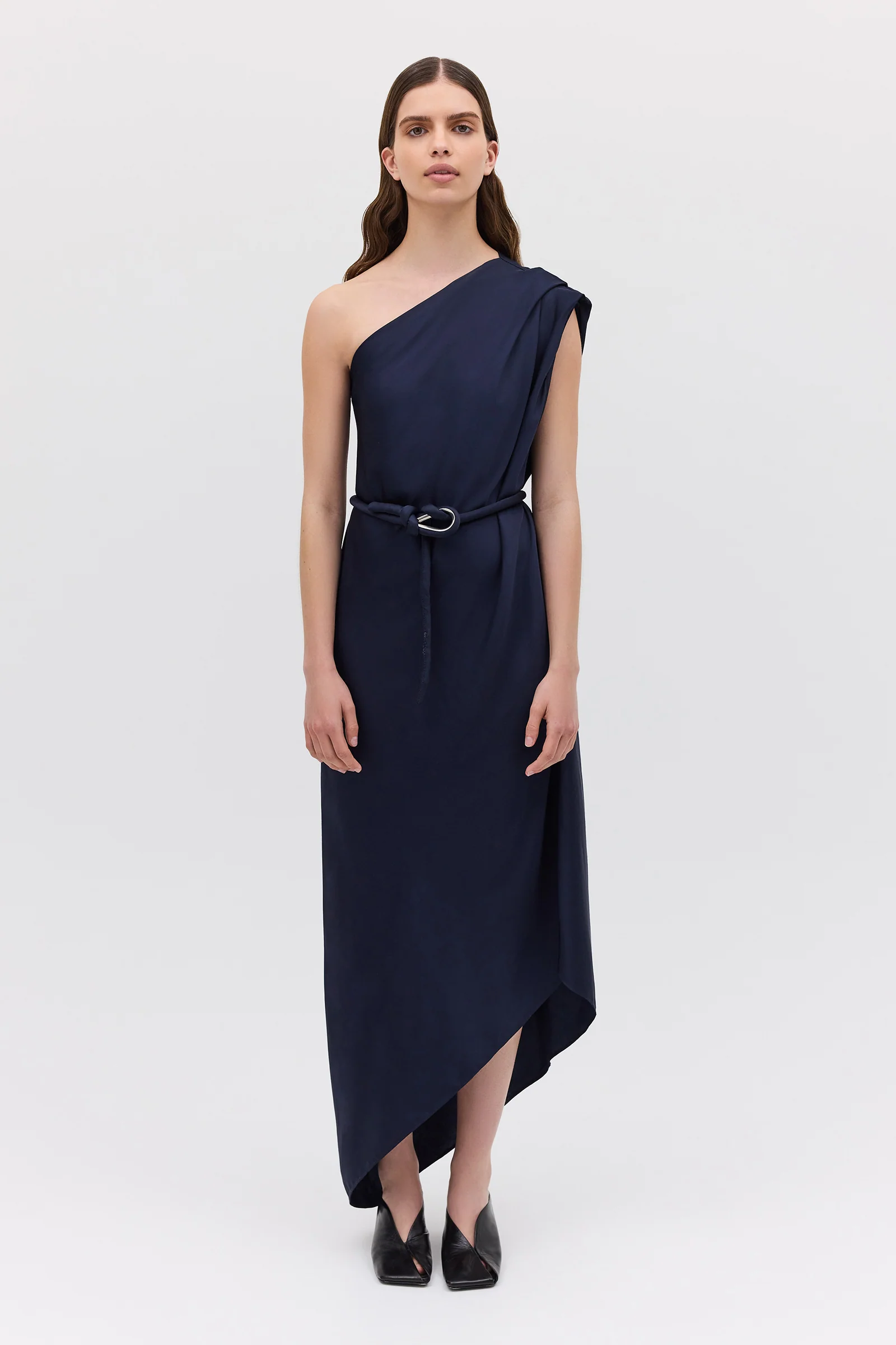 NAVY SATIN CREPE IBIZA DRESS - Image 3