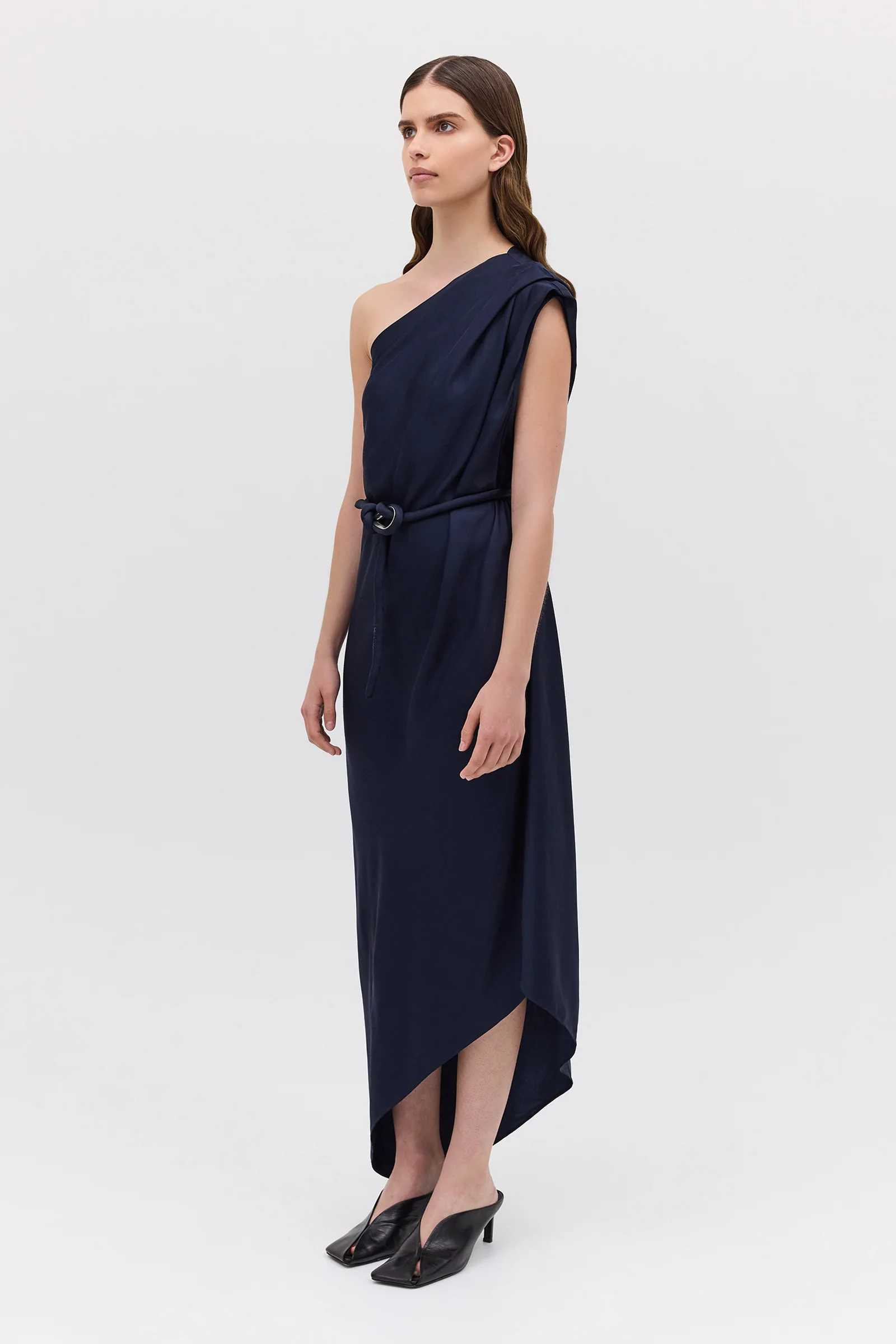 NAVY SATIN CREPE IBIZA DRESS - Image 4