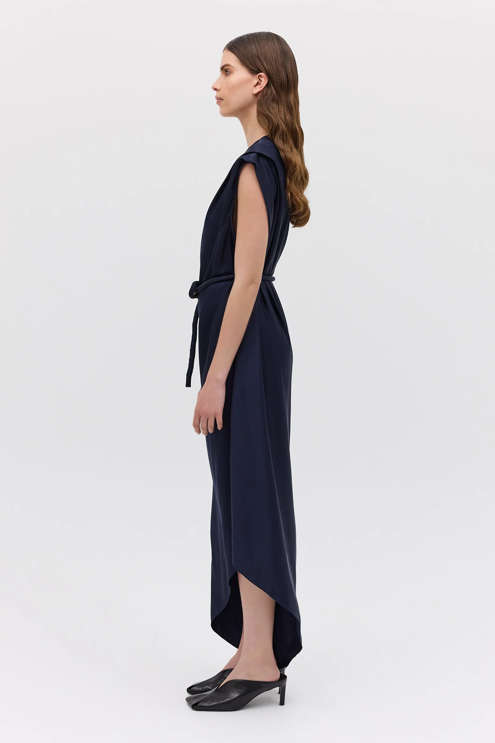 NAVY SATIN CREPE IBIZA DRESS - Image 5