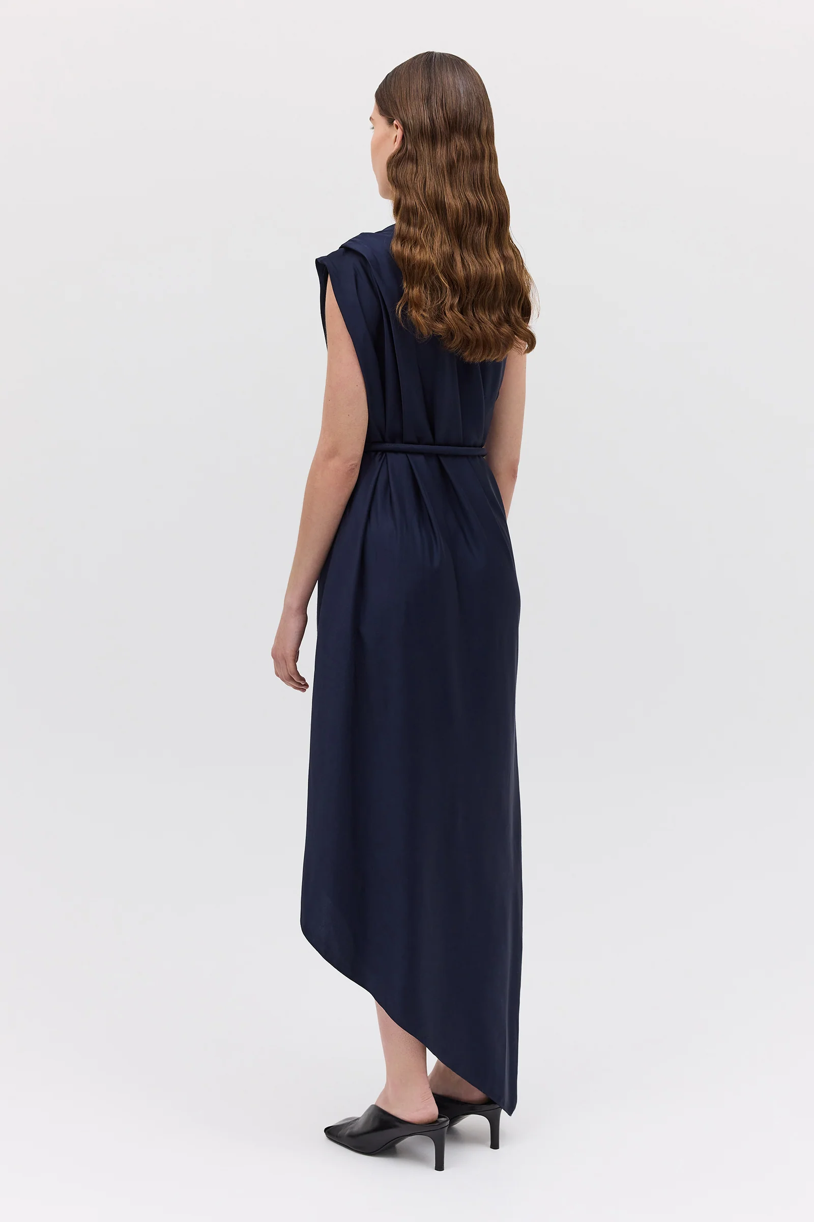 NAVY SATIN CREPE IBIZA DRESS - Image 6