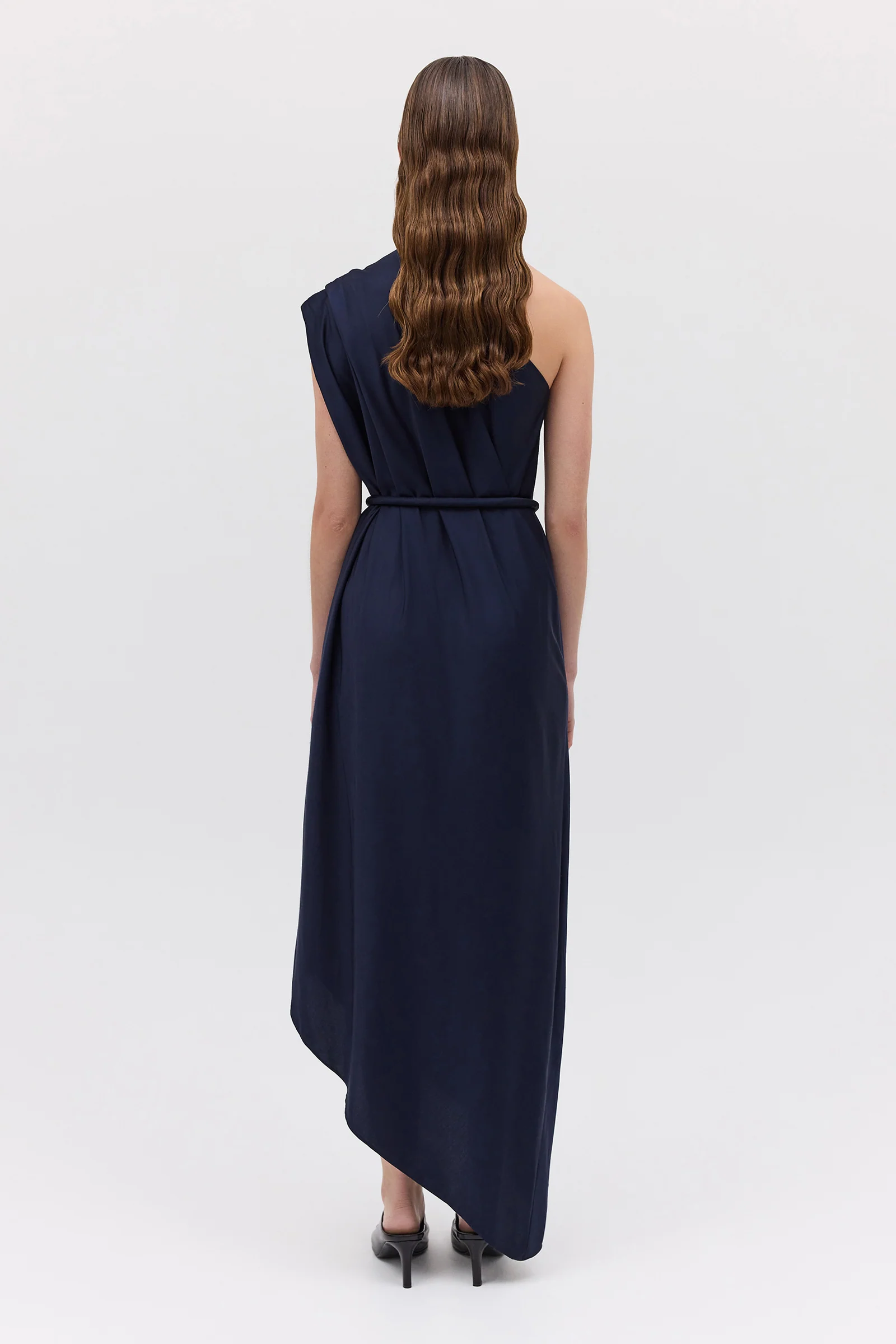 NAVY SATIN CREPE IBIZA DRESS - Image 7