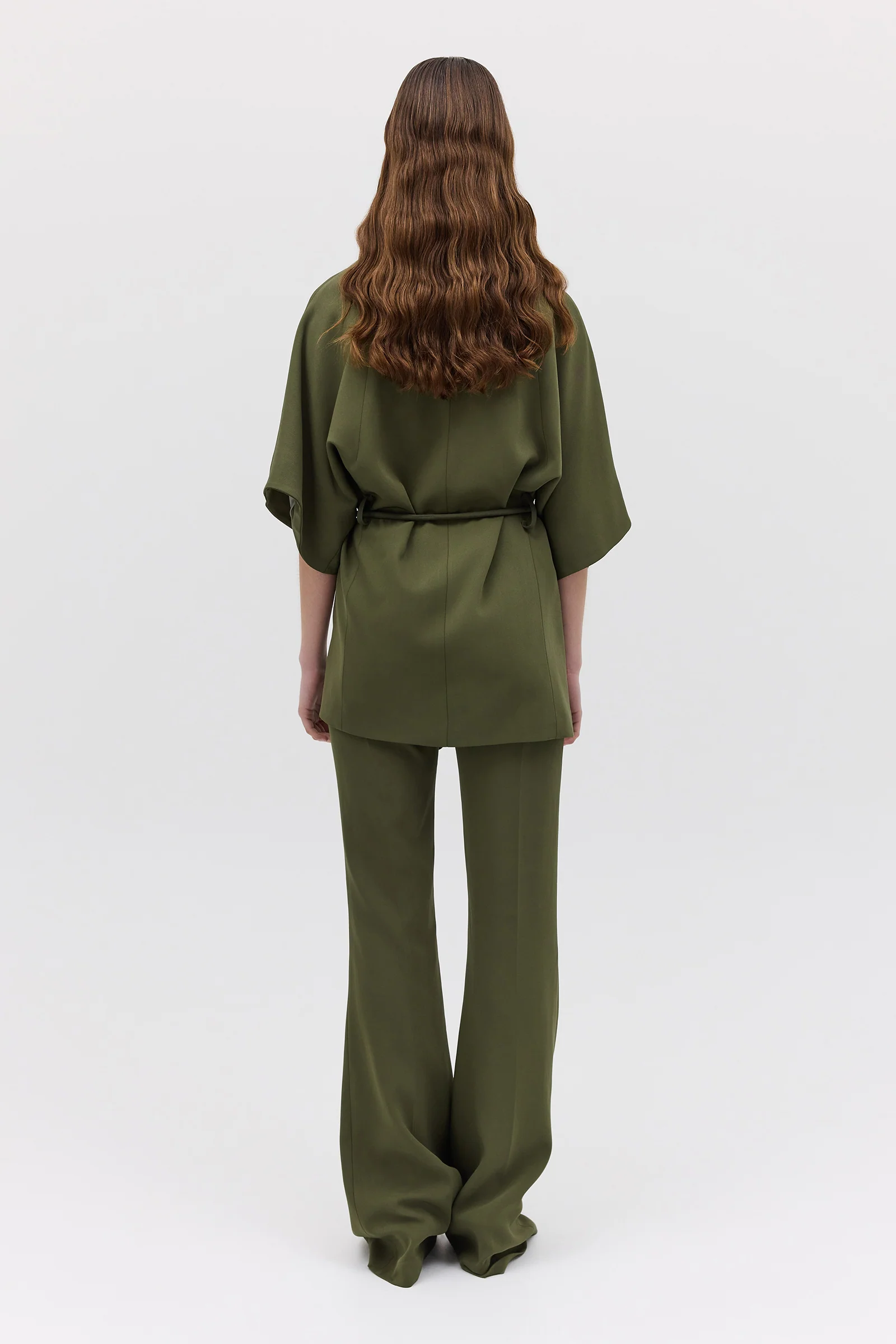 OLIVE CREPE SUITING ARBUS COAT - Image 7