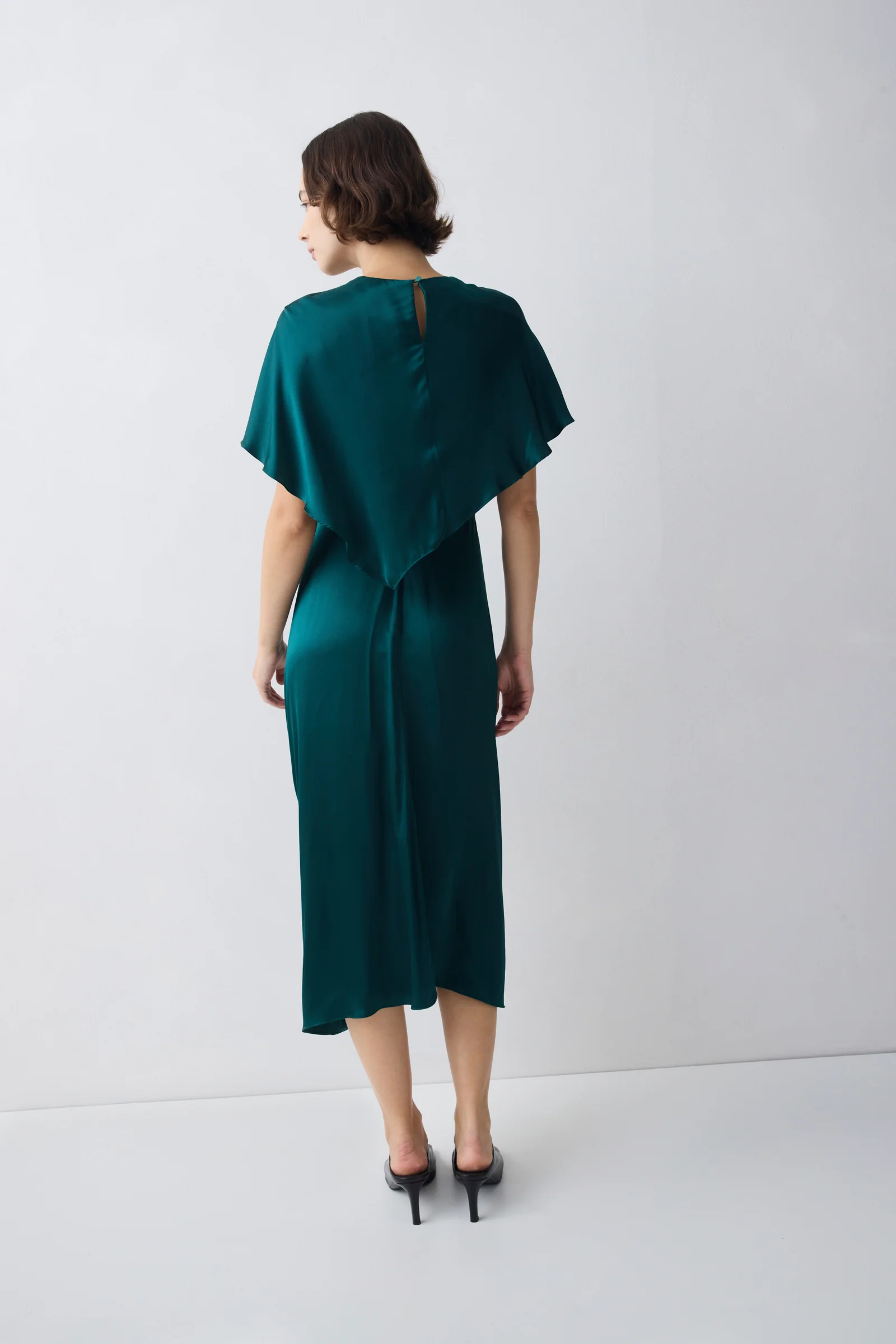 PETROL SILK ILLUSIONIST DRESS - Image 4