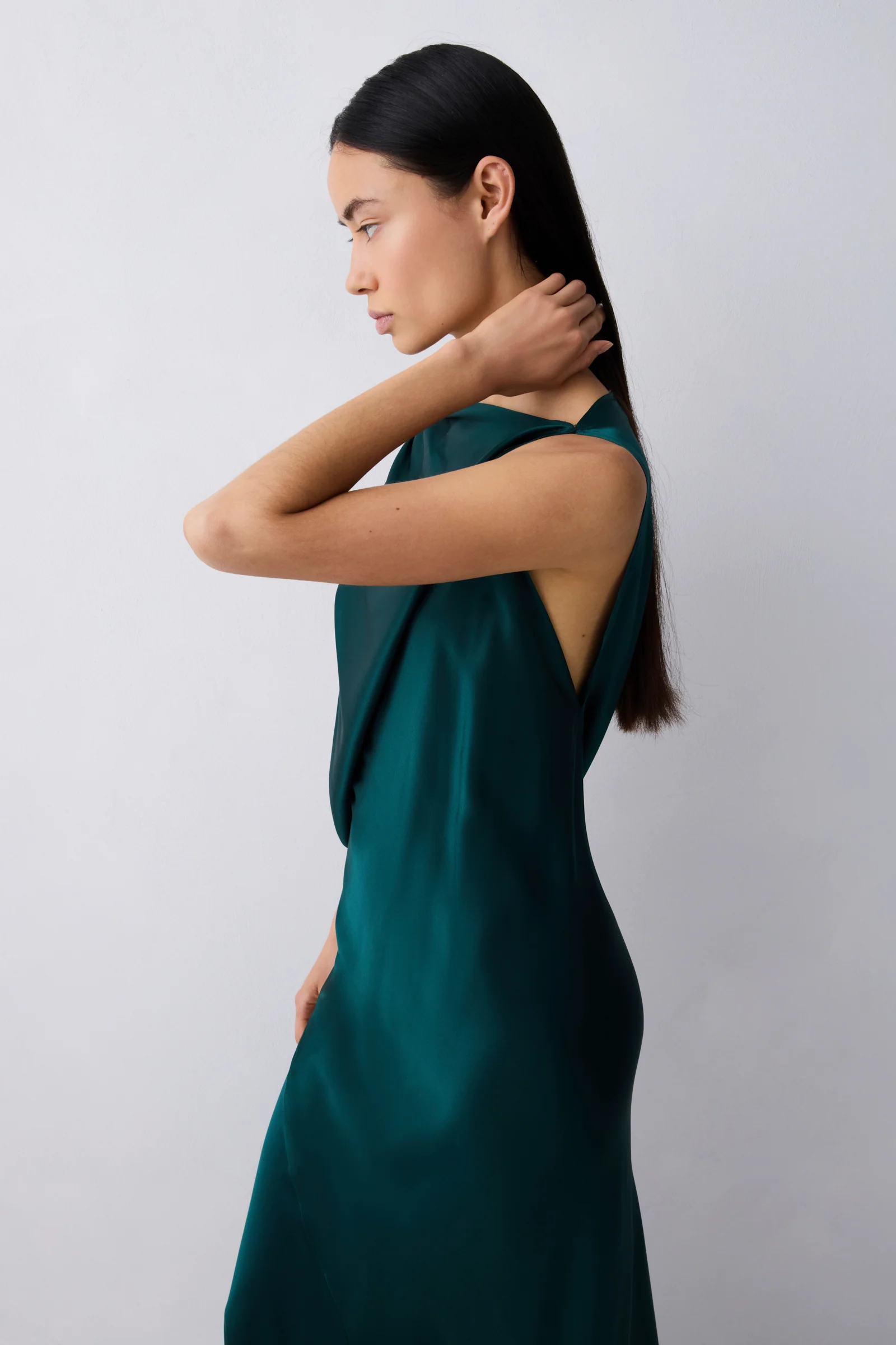 PETROL SILK ROMA GOWN - Image 4