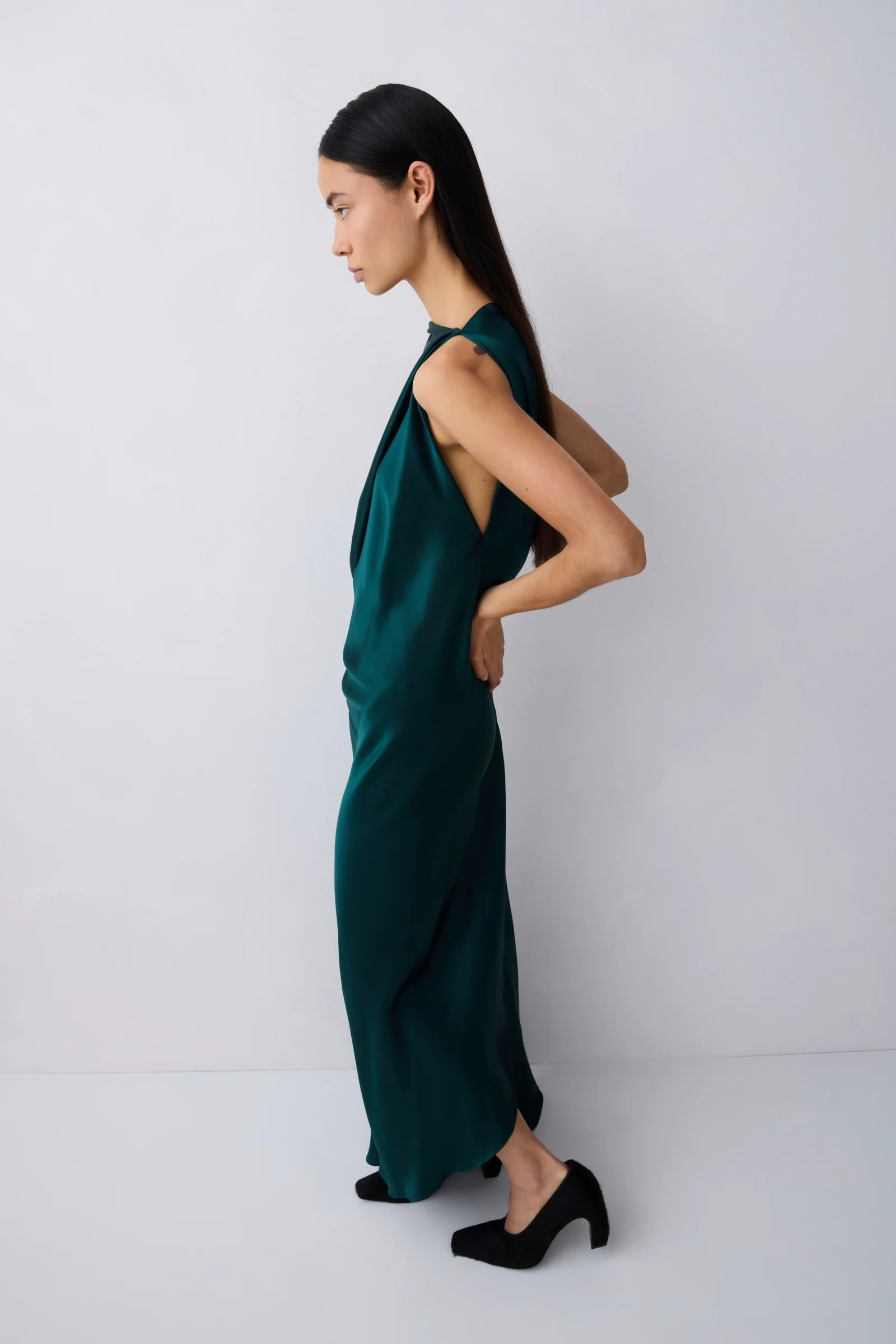 PETROL SILK ROMA GOWN - Image 5