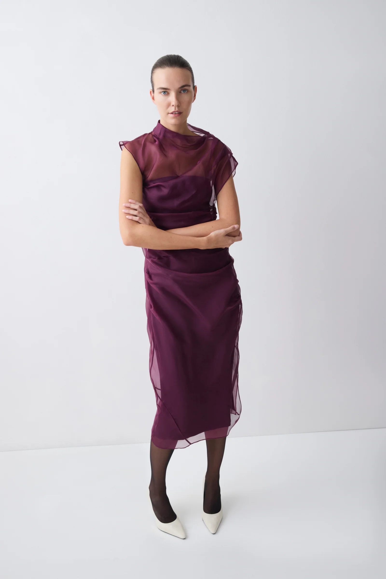 PLUM ORGANZA EMULATE DRESS - Image 2