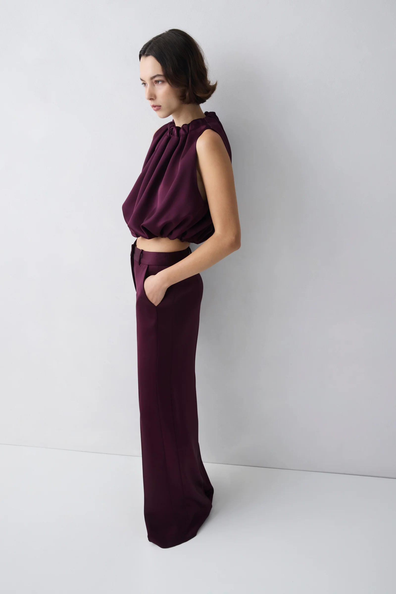 PLUM SATIN EMERGE TOP - Image 3