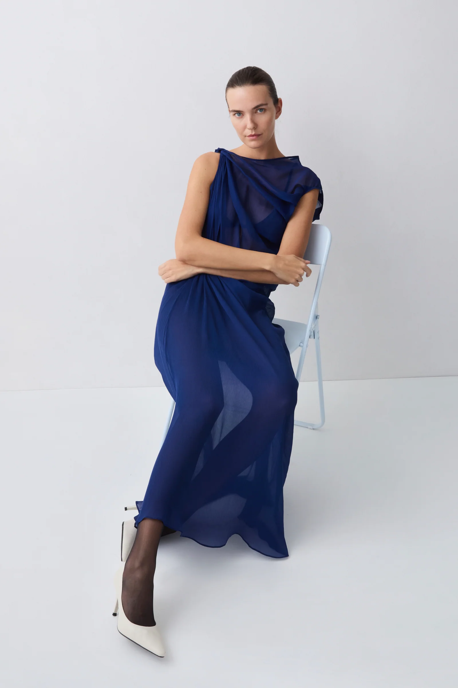 ROYAL SILK GEORGETTE TUMBLE DRESS