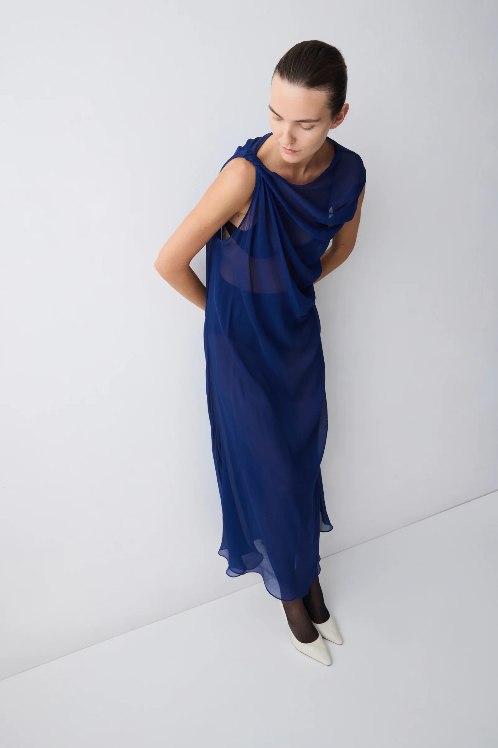 ROYAL SILK GEORGETTE TUMBLE DRESS - Image 2