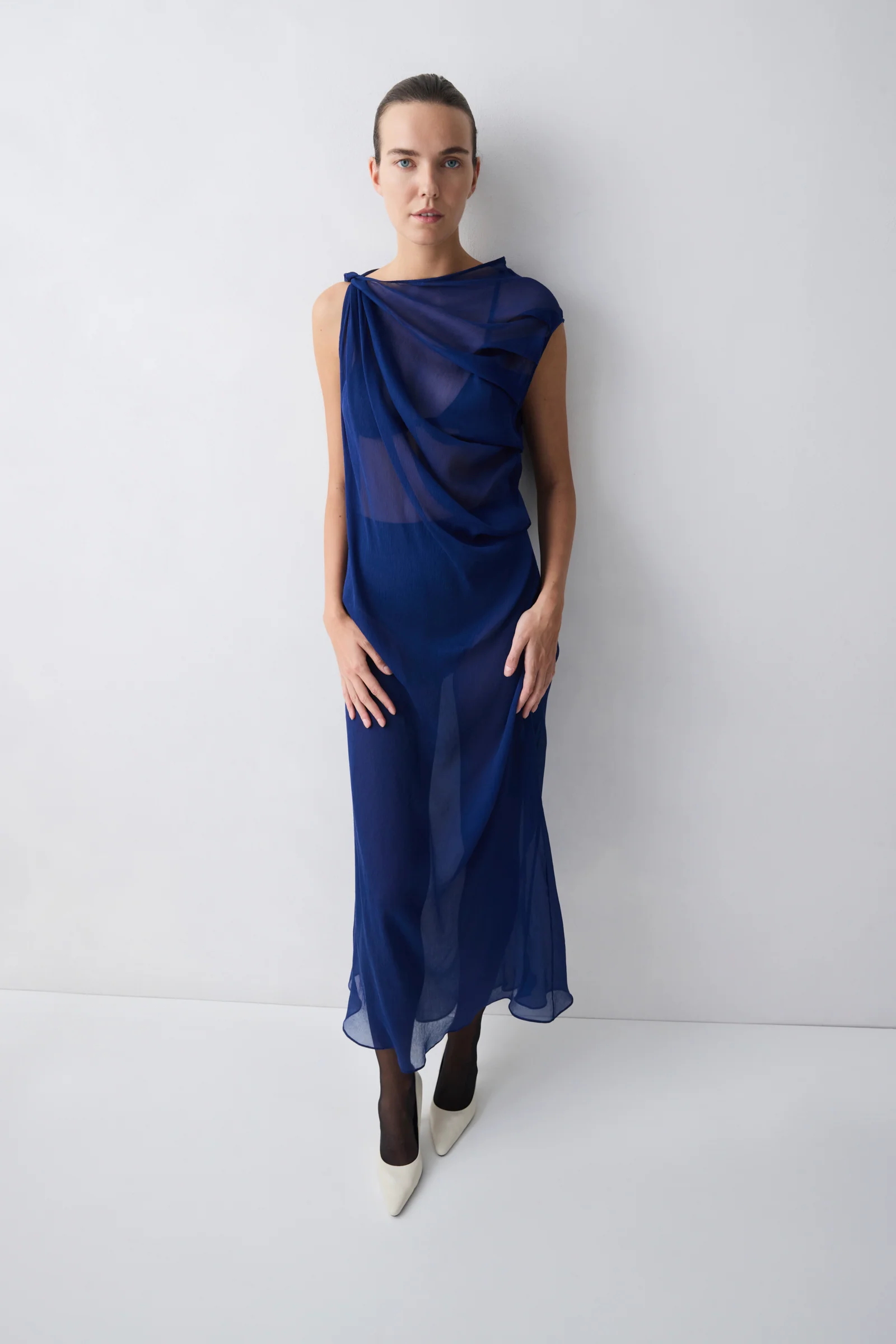 ROYAL SILK GEORGETTE TUMBLE DRESS - Image 3