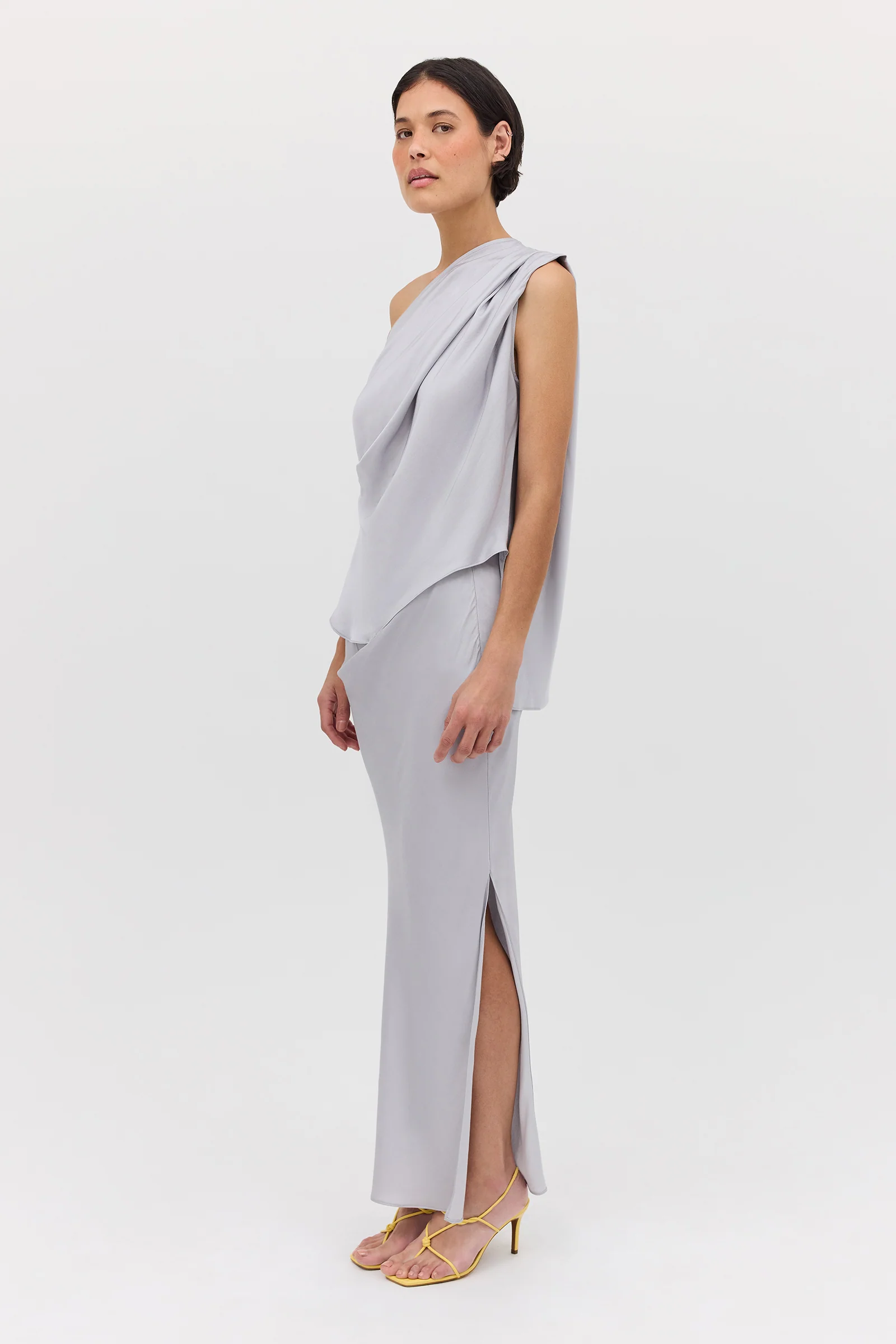 SILVER SATIN LEONORA SKIRT - Image 3