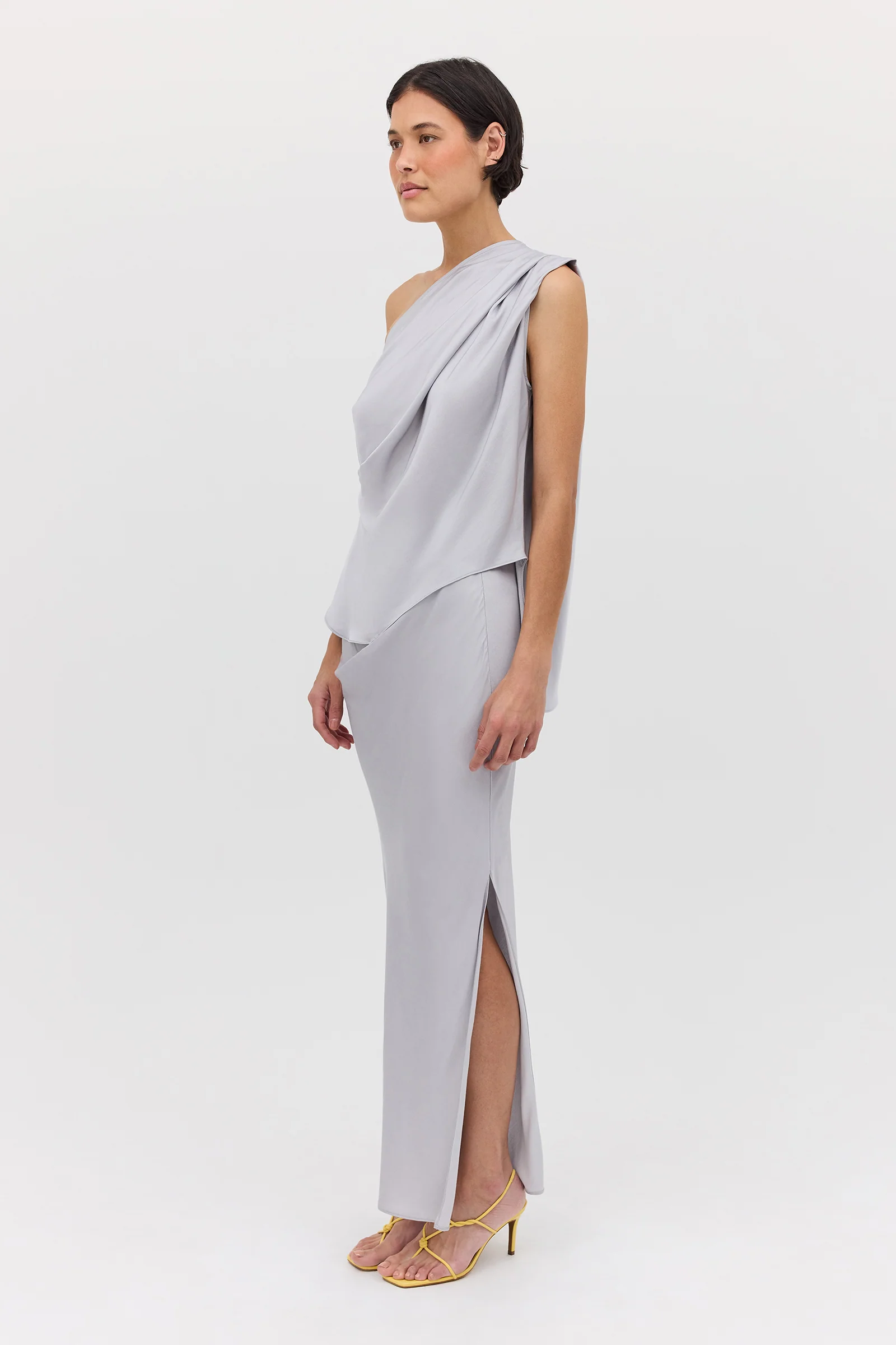 SILVER SATIN LEONORA SKIRT - Image 4