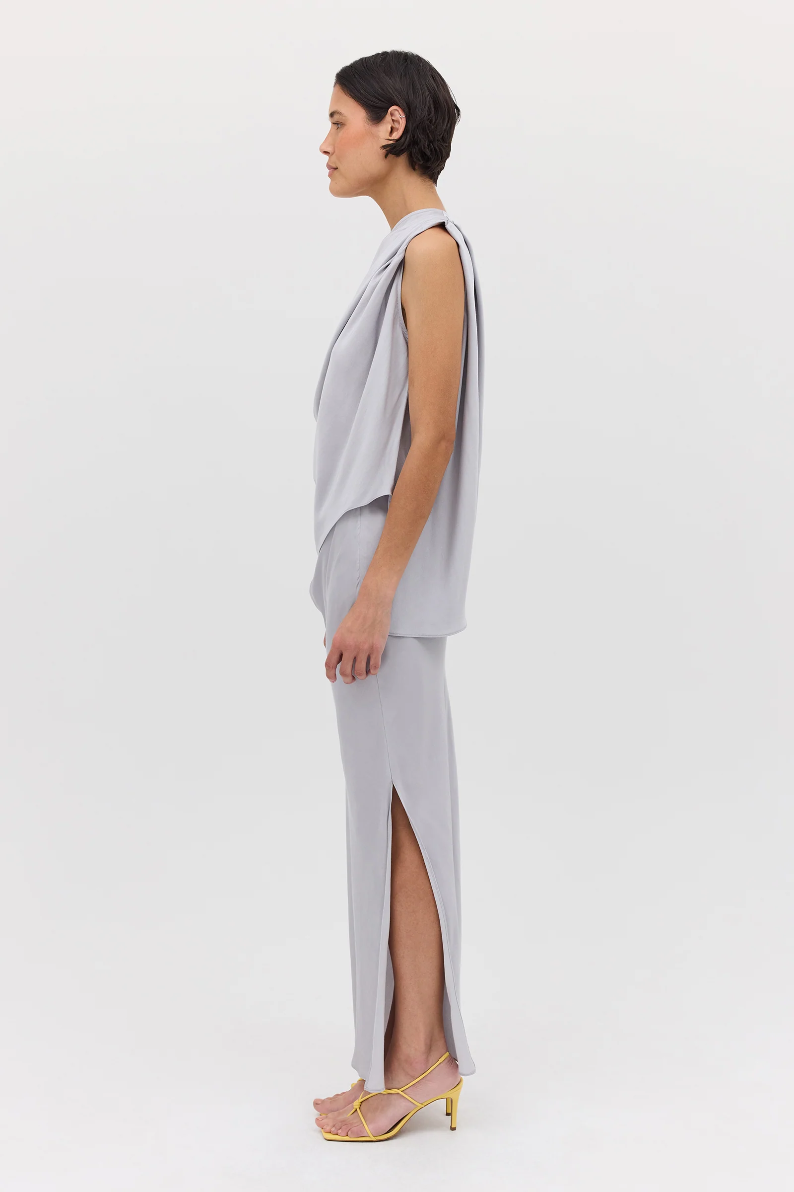 SILVER SATIN LEONORA SKIRT - Image 5