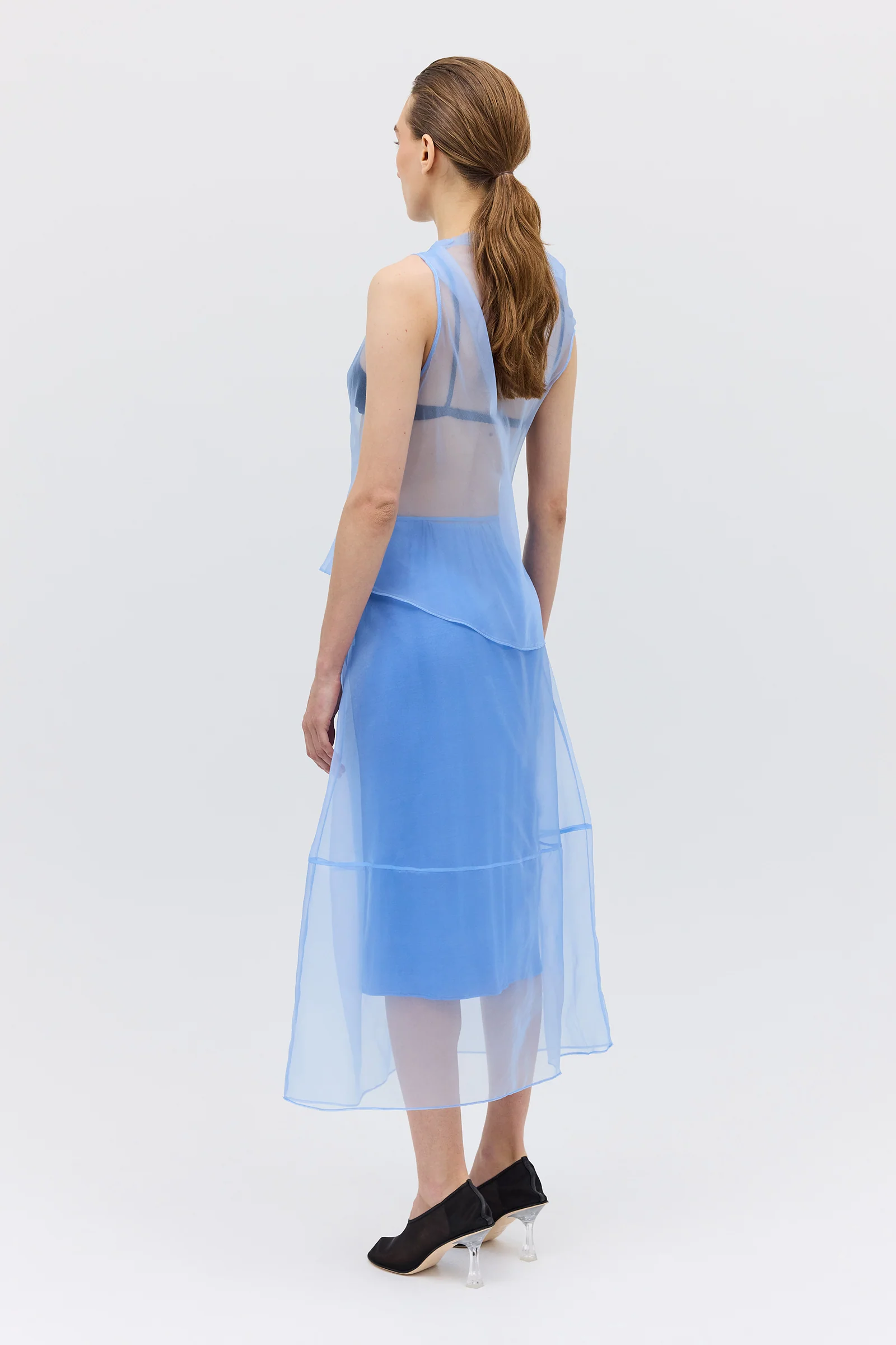 SKY ORGANZA CURVATURE SKIRT - Image 5