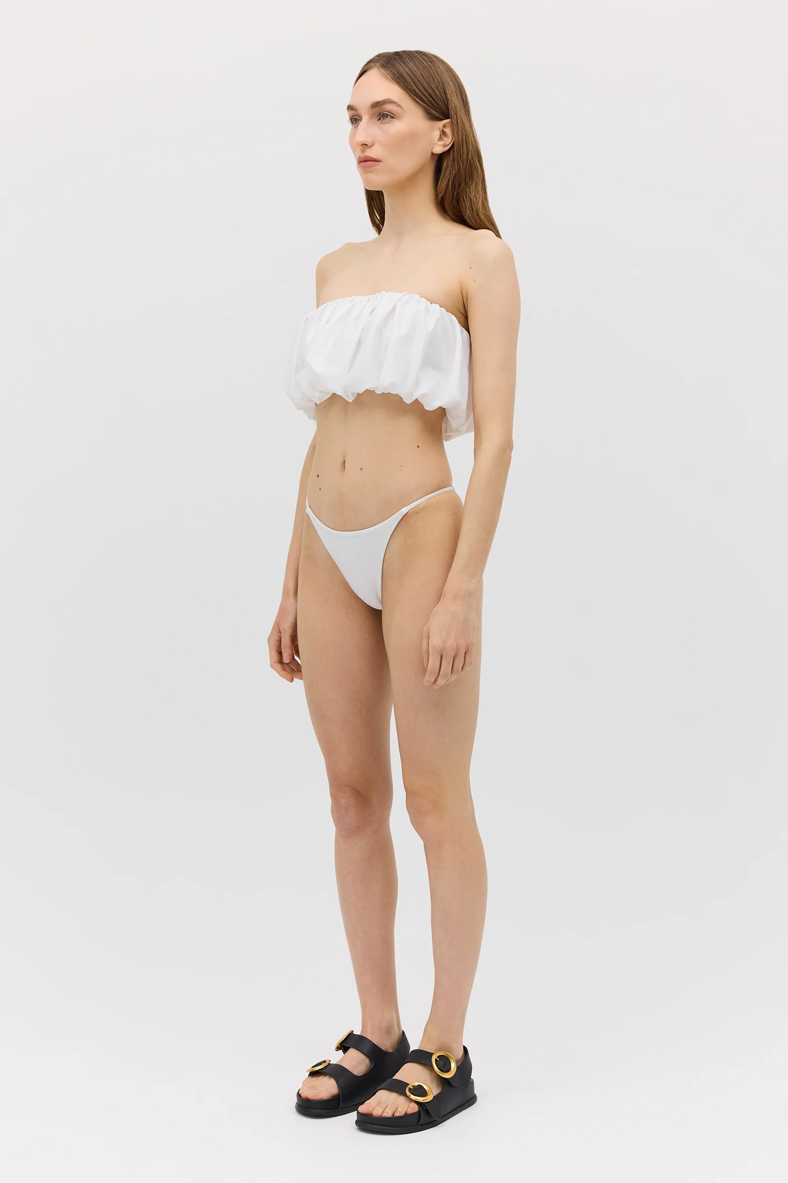 WHITE SPANDEX EXHALE SWIM BOTTOM - Image 4