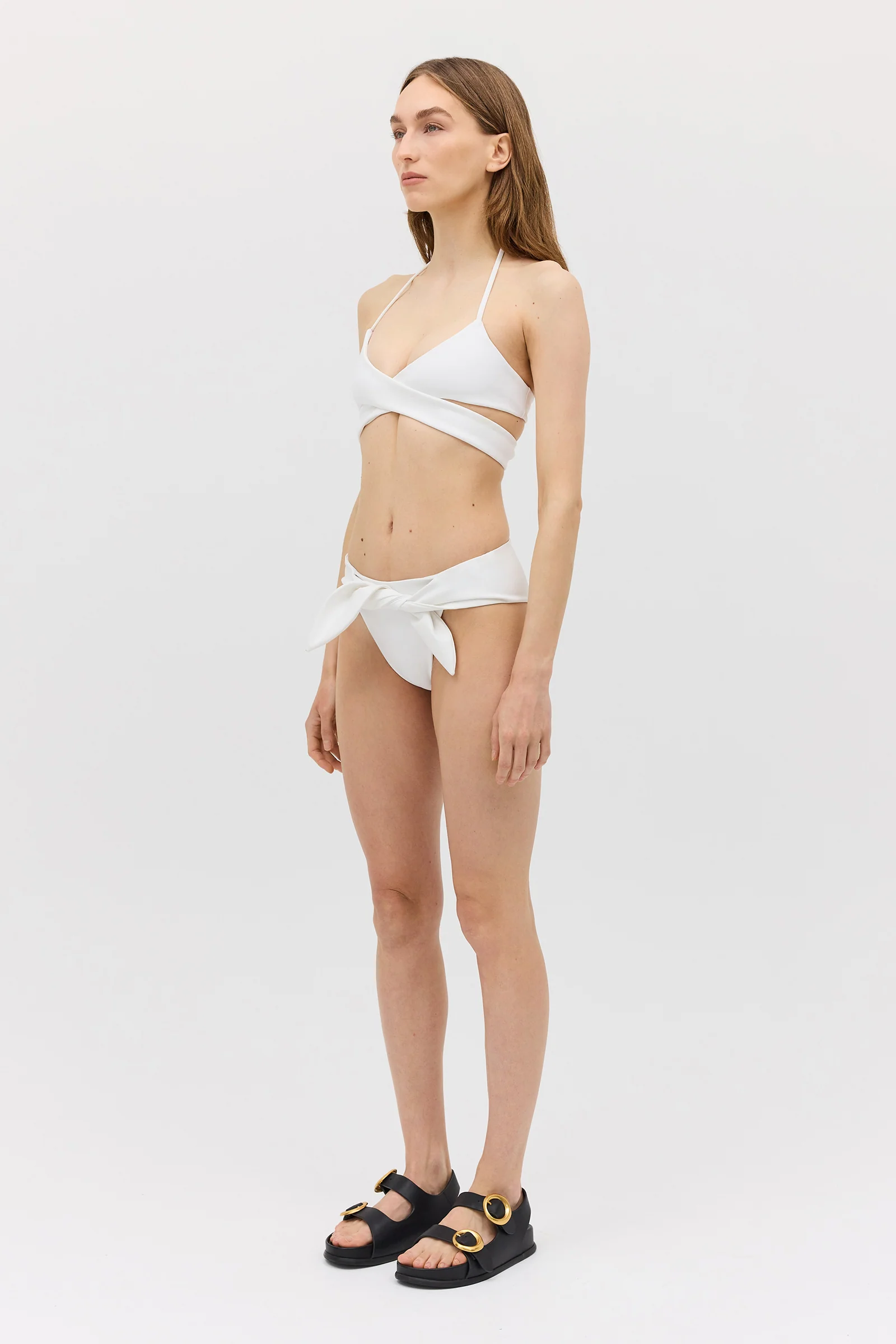 WHITE SPANDEX RISING SWIM BOTTOM - Image 4